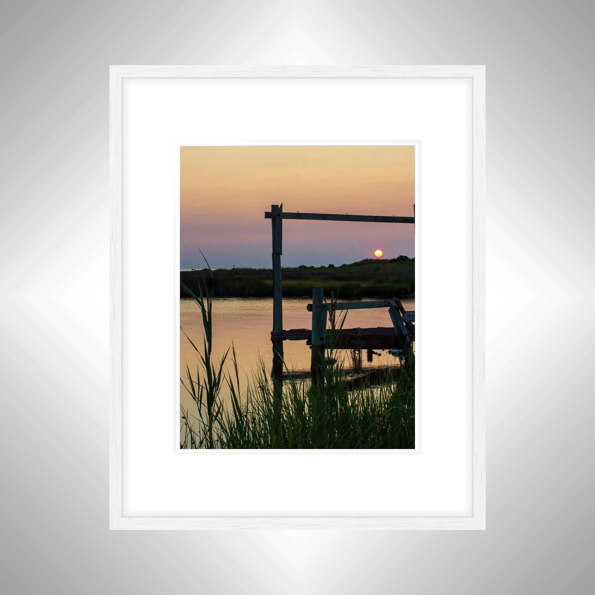 1:1 Nags Head Sunset on the Sound- White Wood w: Border.jpg