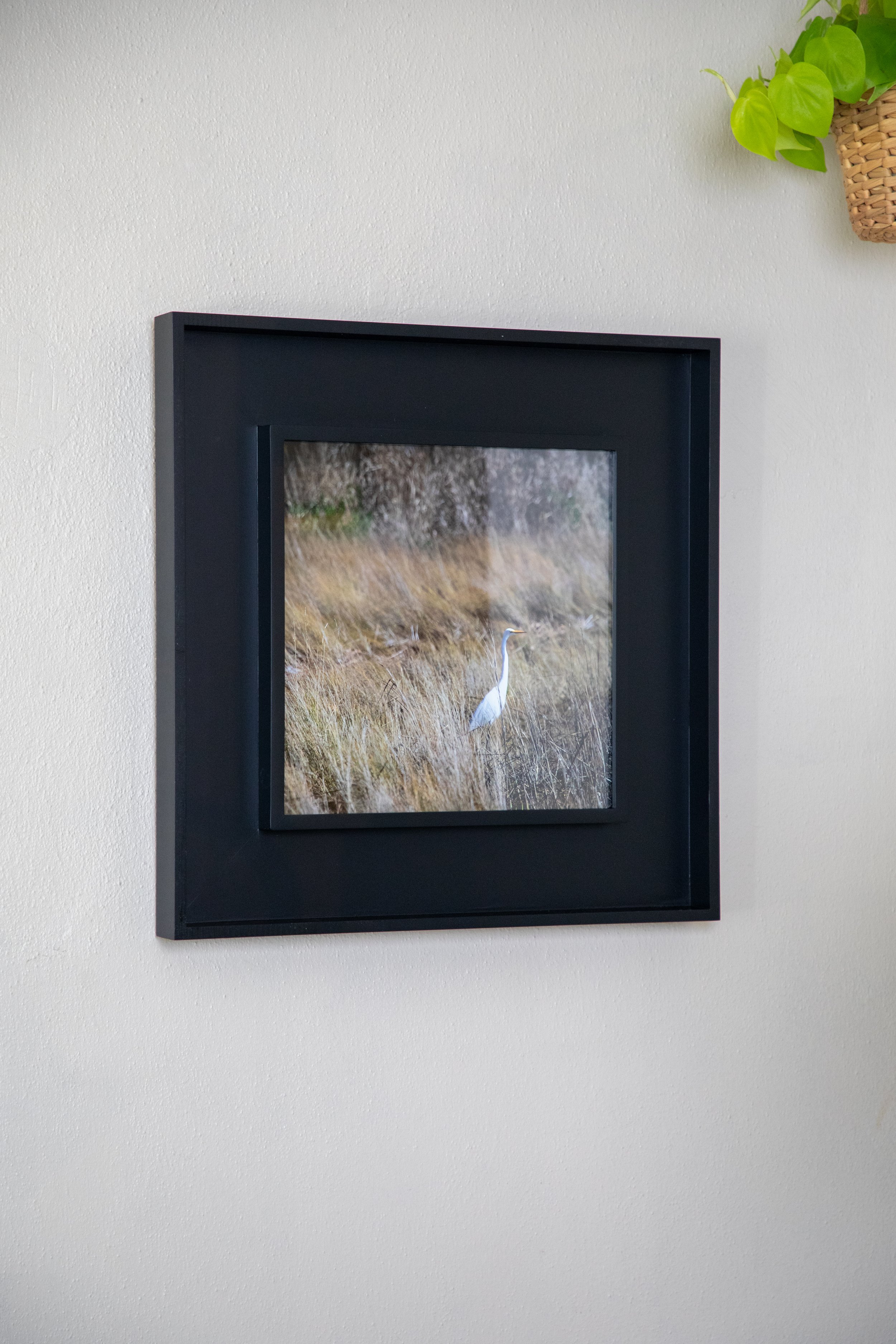 On Hand- 1:10 Sitting Egret  in Window Wood Frame3.jpg