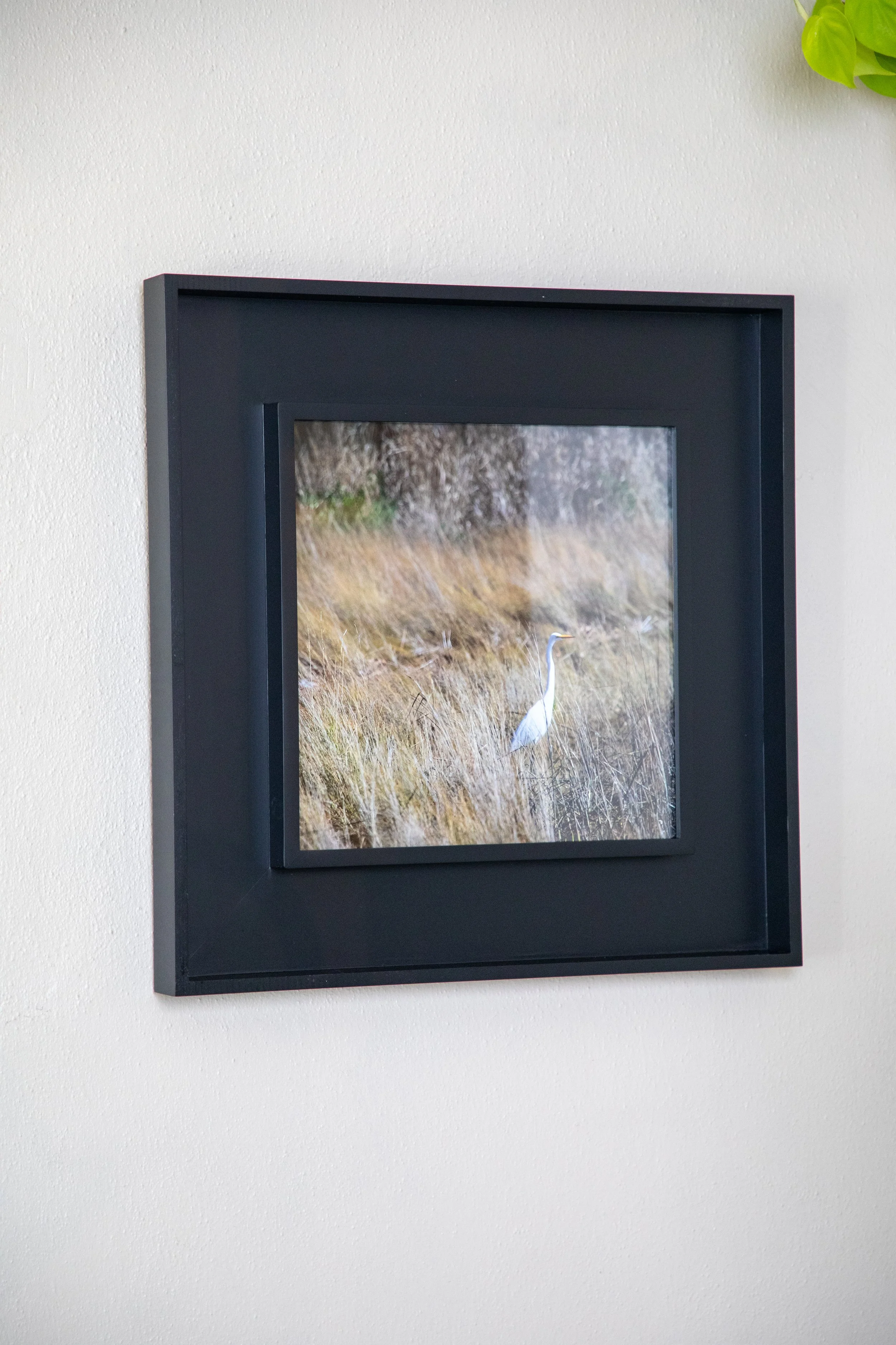 On Hand- 1:10 Sitting Egret  in Window Wood Frame2.jpg