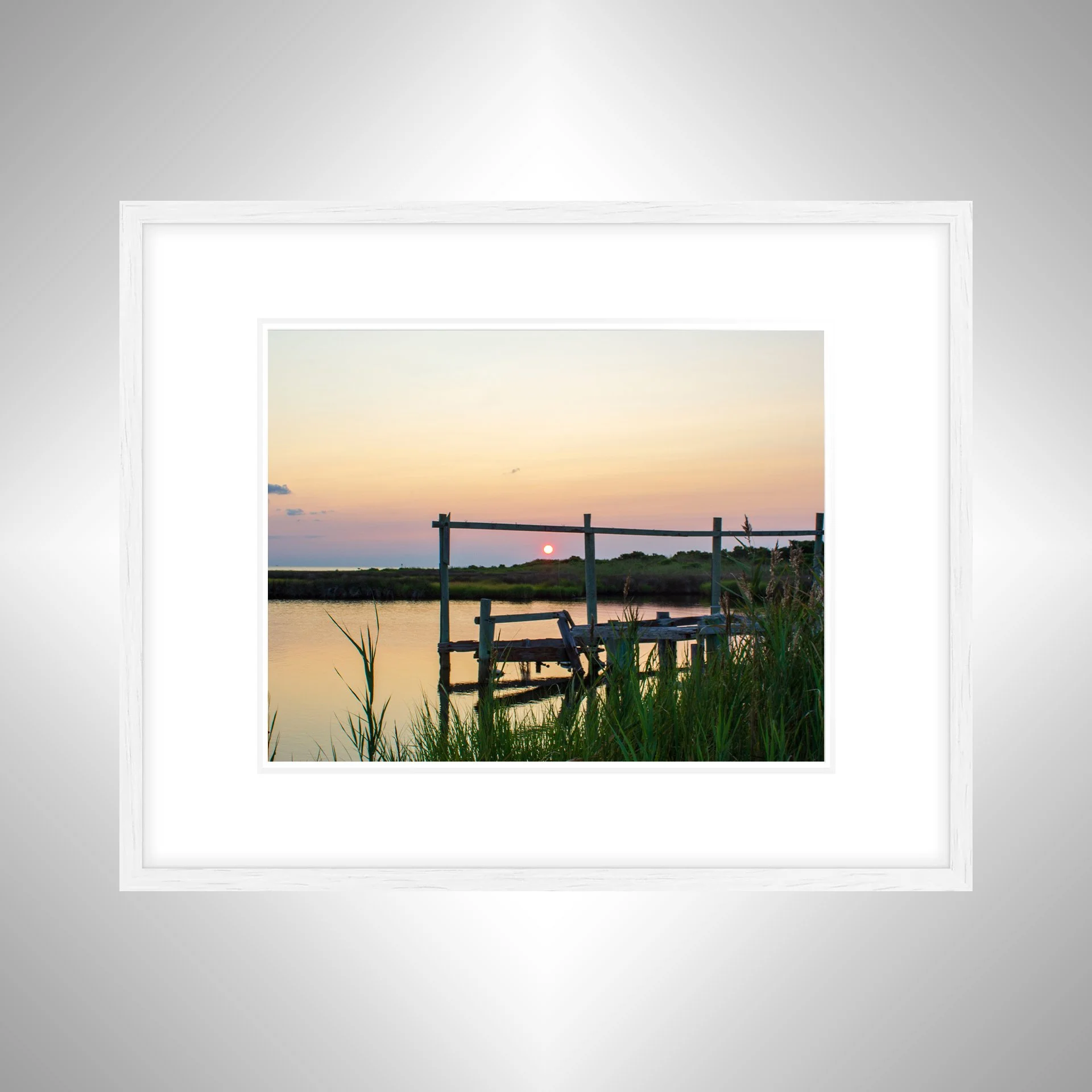 1:1 Nags Head Sunset on the Sound (Wideshot)- White Wood w: Border.jpg
