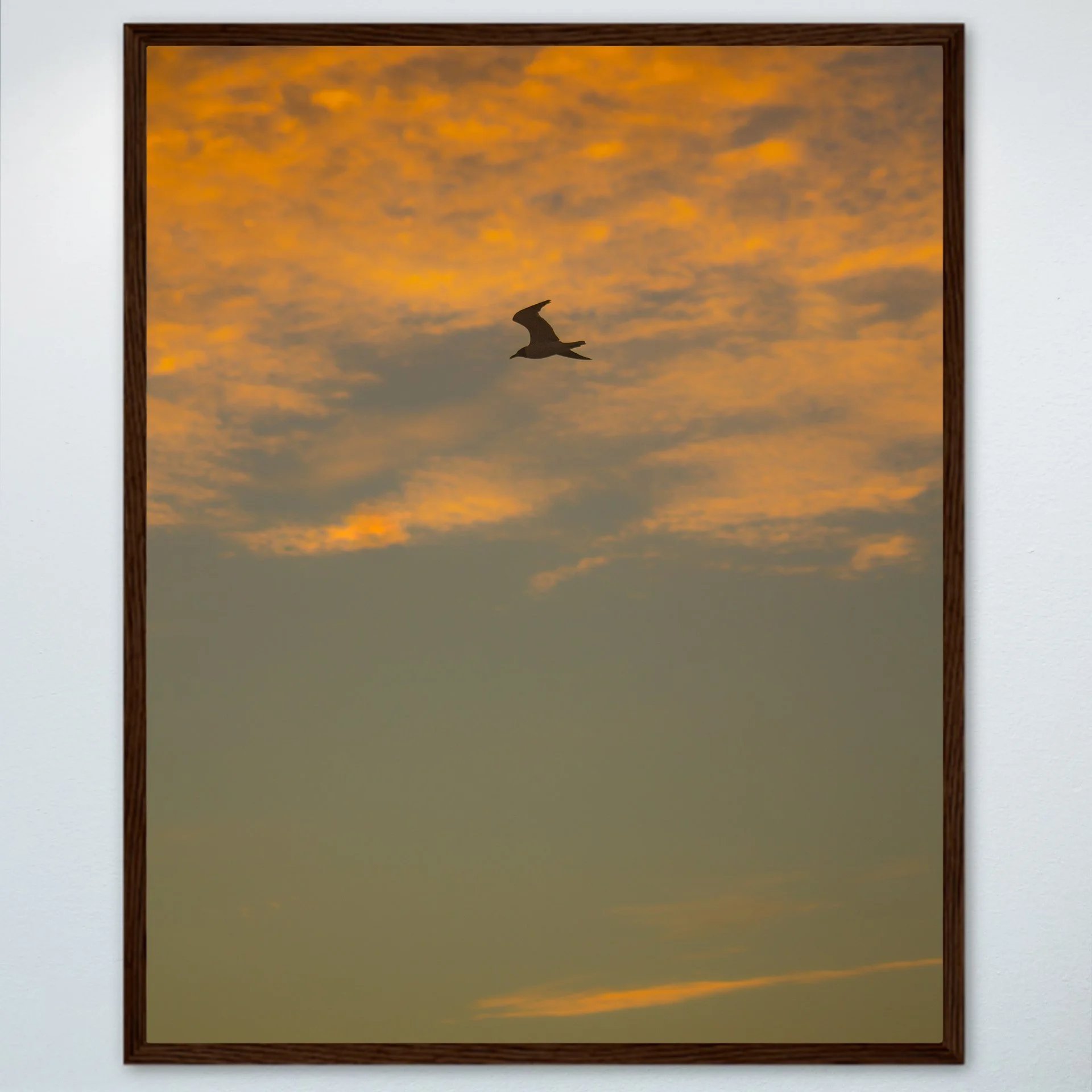 1:1 Seagull Flying with Orange Clouds- Wood.jpg