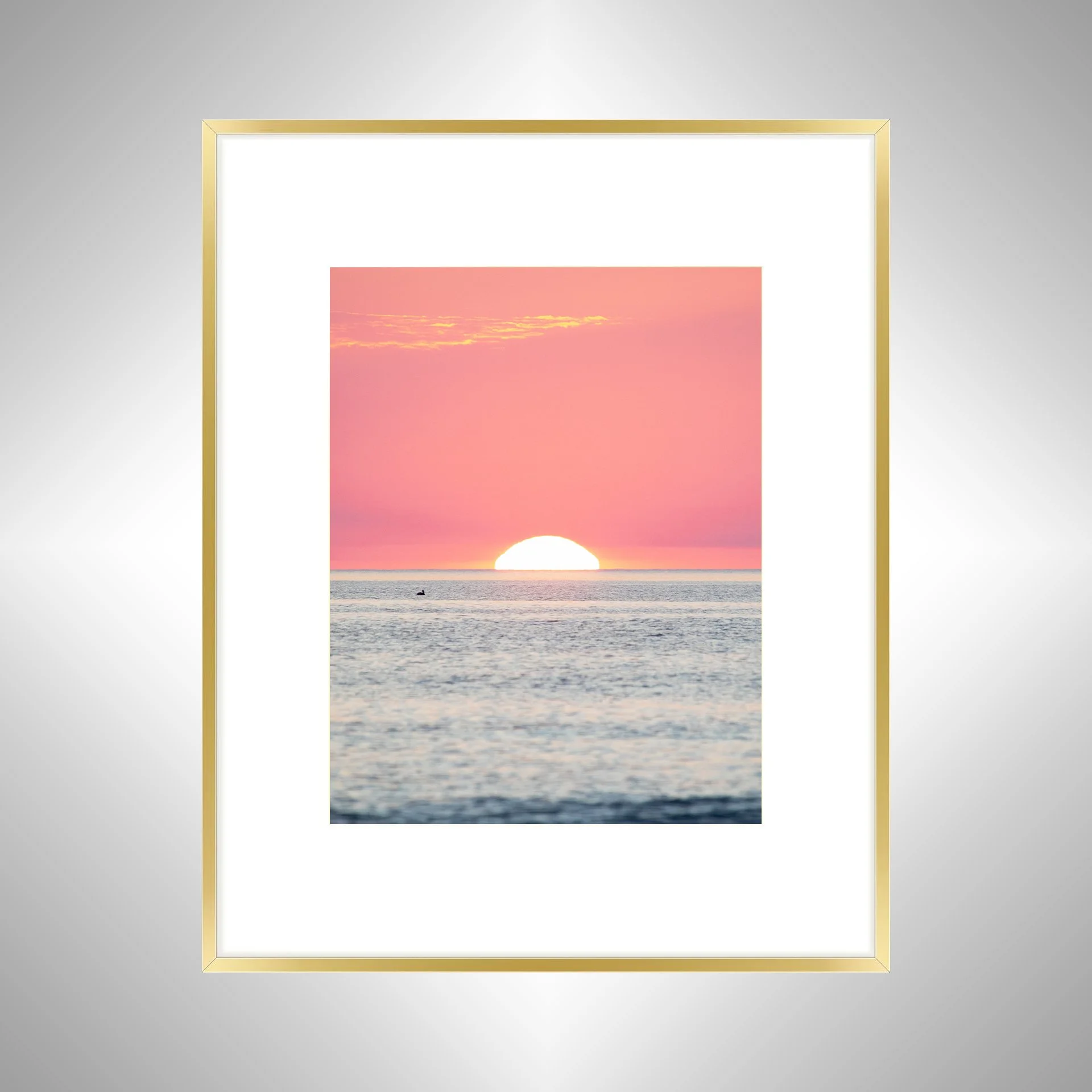 1:1 Pelican Watching Sunrise (Portrait)- Gold w: Border.jpg