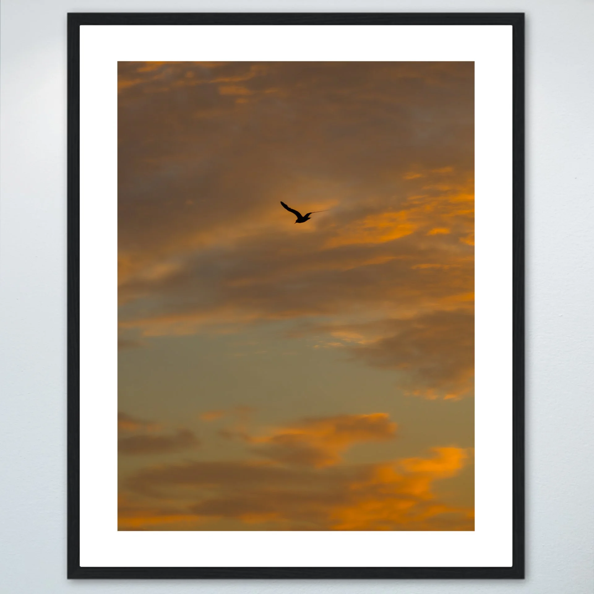 1:1 Seagull Soaring to Sunrise- Wood w: Border.jpg