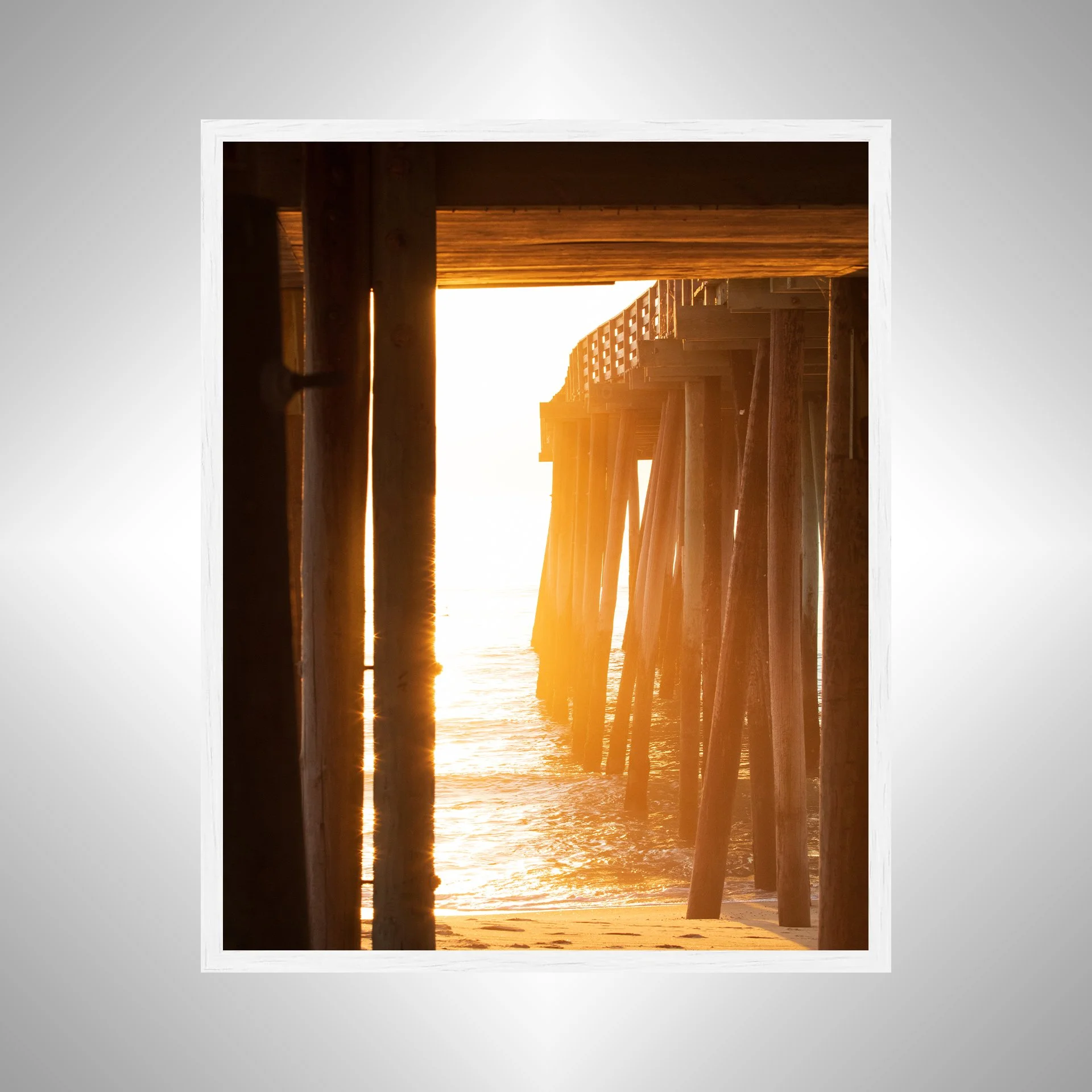 1:1 Rodanthe Pier Sunrise Sparkles- White.jpg