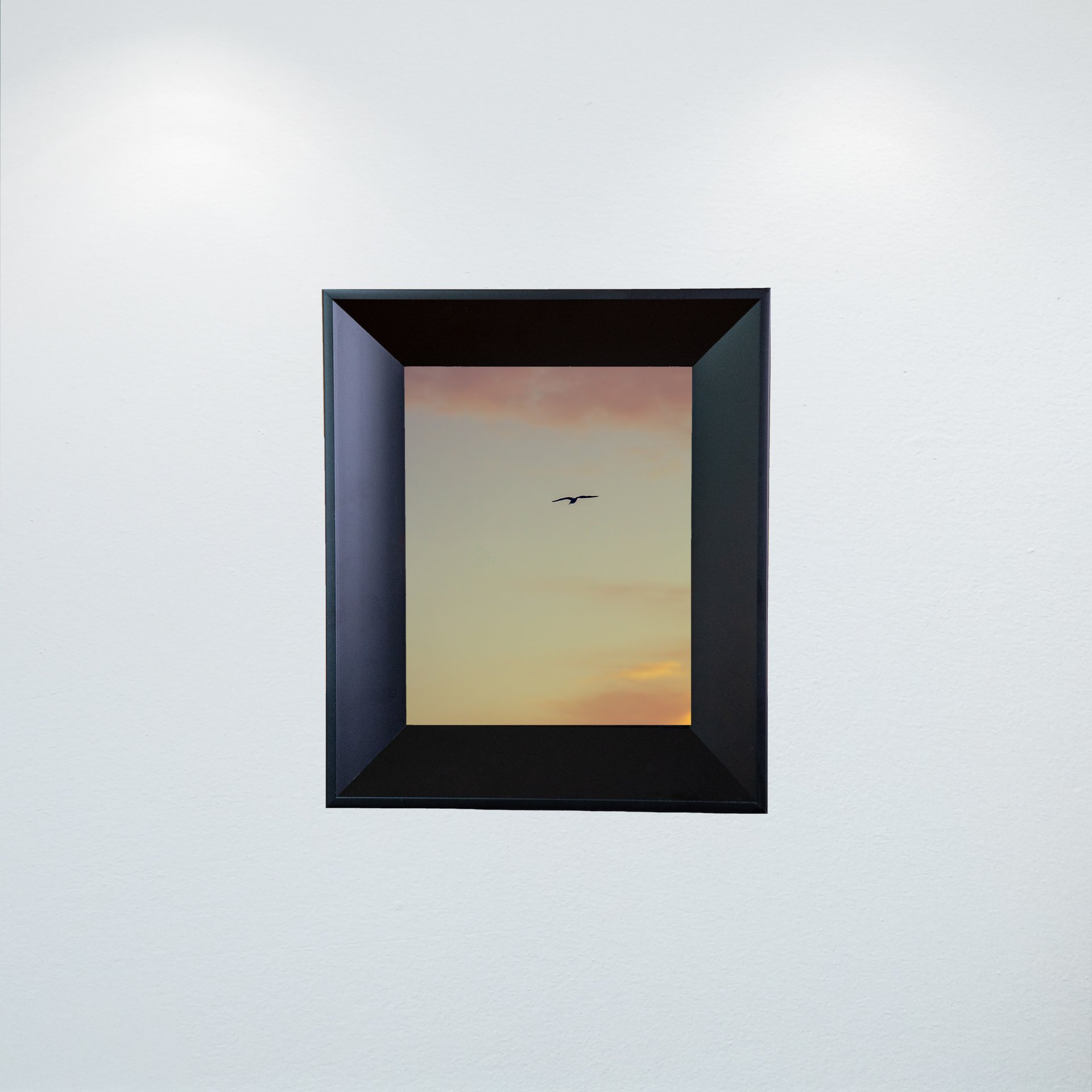 1:1 Seagull Soaring towards Pink & Orange Clouds- Mini.jpg