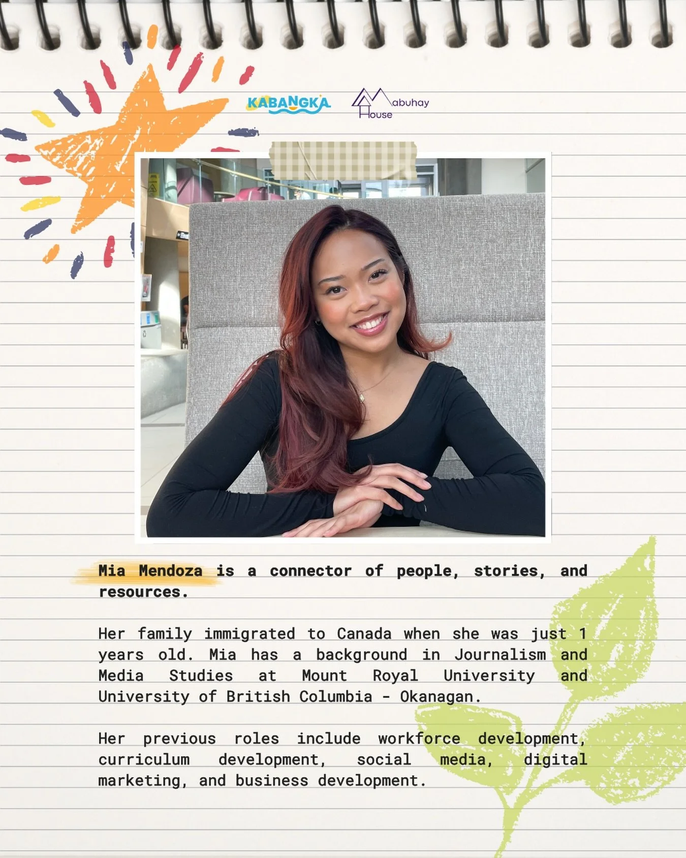 𝗧𝗢𝗠𝗢𝗥𝗥𝗢𝗪 𝗜𝗦 𝗧𝗛𝗘 𝗕𝗜𝗚 𝗗𝗔𝗬 📢❗️

And with Workshop #2 being released tomorrow, we wanted to introduce your next facilitator:  𝗠𝗶𝗮 𝗠𝗲𝗻𝗱𝗼𝘇𝗮 🌱

Just like her bio says, Mia is a connector of people, stories, and resources. We a