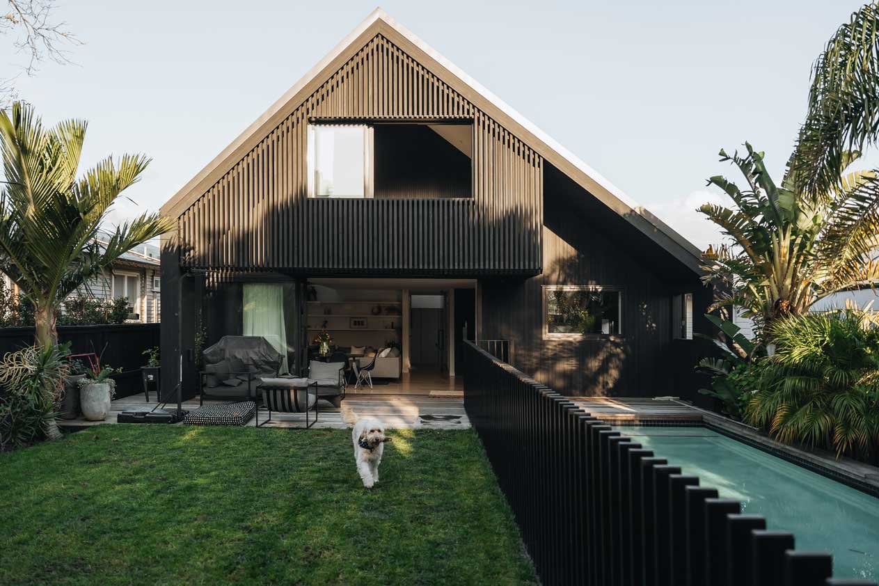 View from back yard looking back barge flashings on Swift Roofing installed Eurostyle Spanlok 365 Roof in Westmere for C&C Renovations - Image c/o C&C Renovations