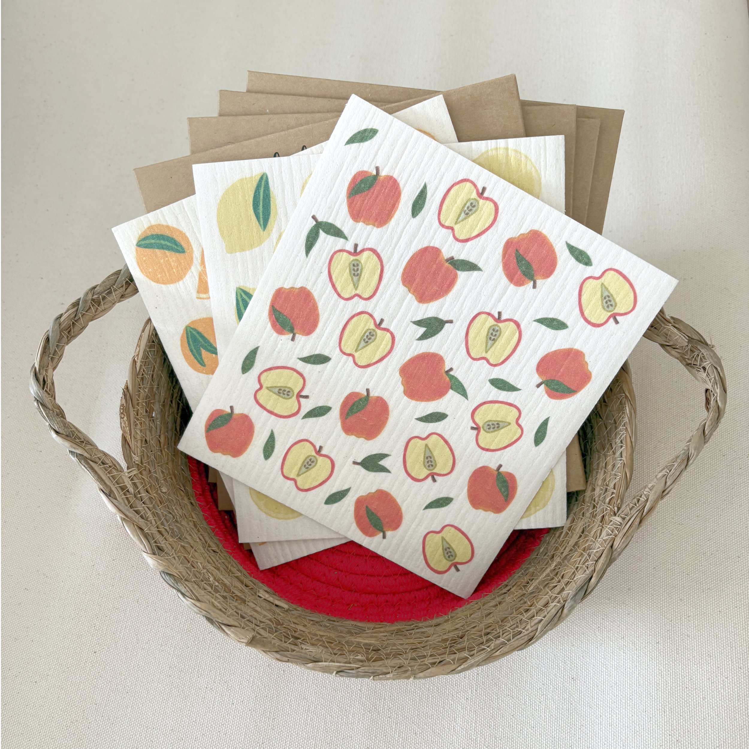 Fruit (Apple, Lemon, Orange) Swedish Dishcloth Bundle