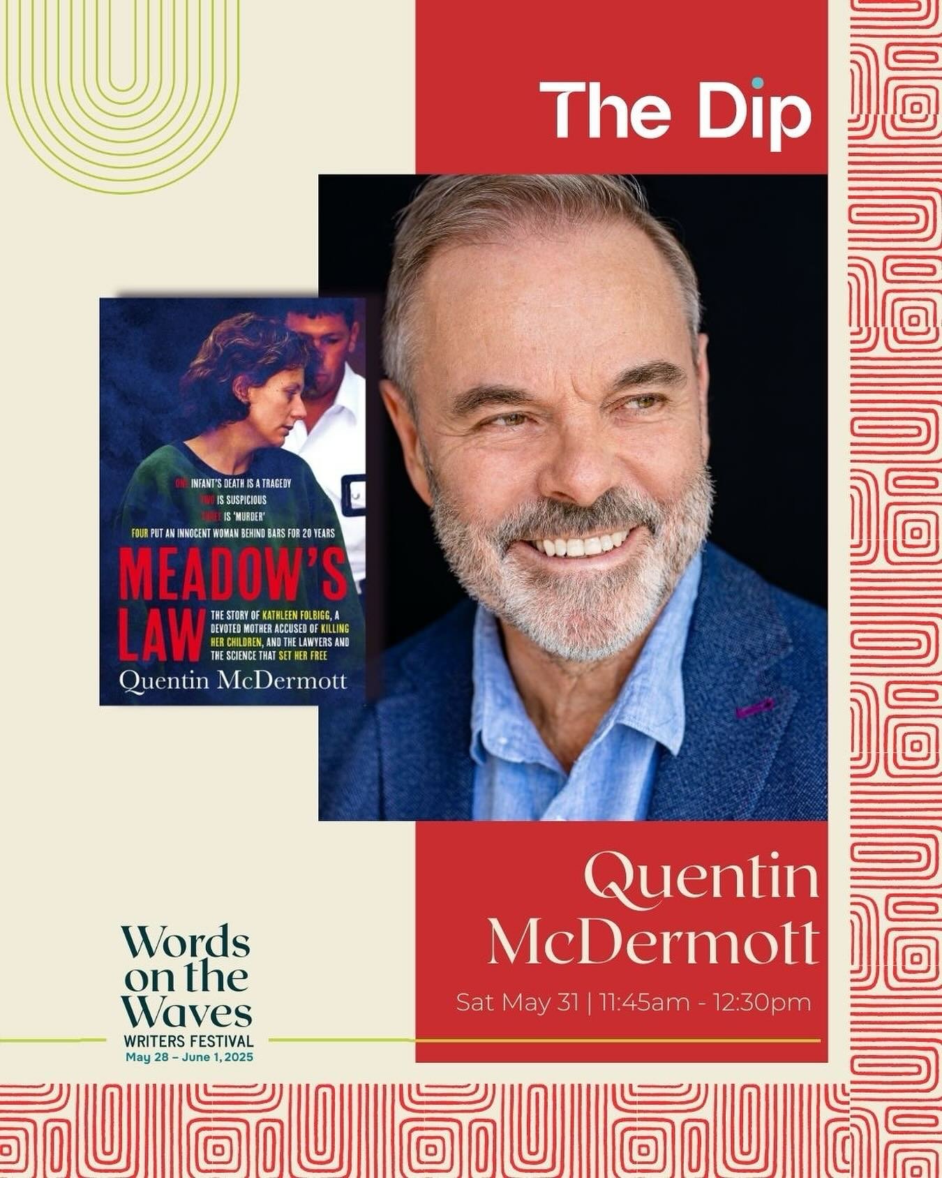 Looking forward to this event, this Saturday 31st at Words on the Waves writers festival, Umina NSW. I&rsquo;ll be interviewing Quentin McDermott about his book Meadow&rsquo;s Law, which details Kathy Folbigg&rsquo;s case. Kathy was jailed in 2003 fo