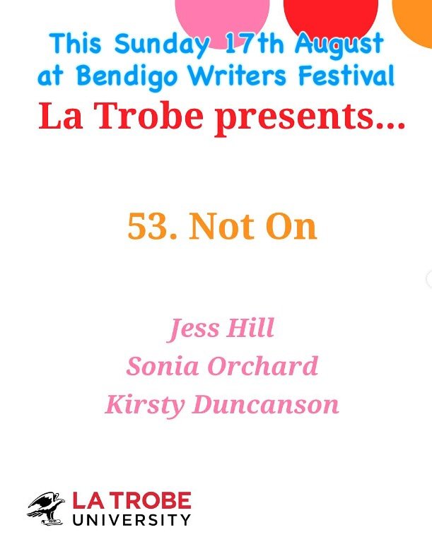 Tickets available at @bendigowritersfestival  See you there!
@jessicahelenhill @dunkietown @latrobeuni  #stoptheviolence #genderedviolence #writersfestival #survivorstories #groomed #memoir #australianwriters #justicereform