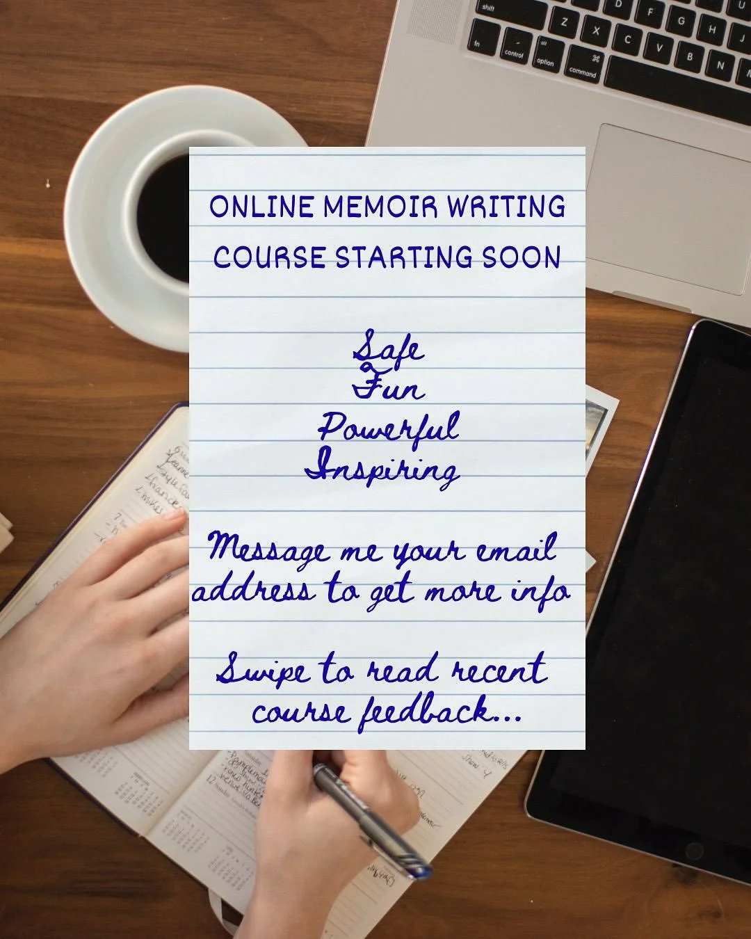 I will be running online memoir writing classes soon. These will help with any creative writing project but are focused around memoir. Also great for those just wanted to understand themselves and their past a bit better. No writing experience requir