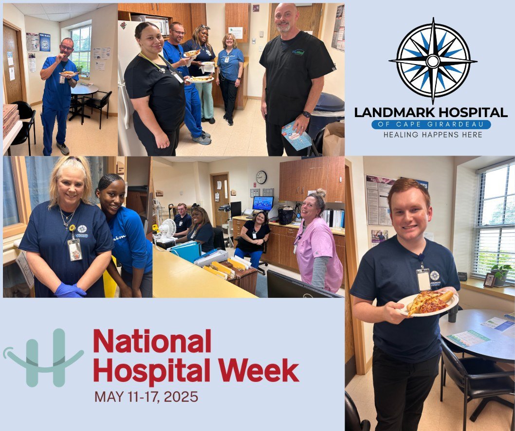 Hospital Week Spirit | Landmark Hospital of Cape Girardeau
Our team was looking sharp in this year&rsquo;s Hospital Week t-shirts! 💙👕

We&rsquo;re proud to celebrate the incredible individuals who bring heart, skill, and dedication to patient care 