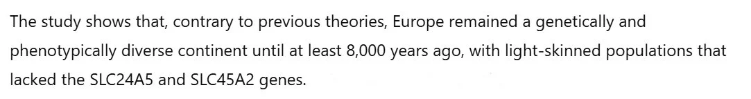 Texte scientifique sur les populations génétiquement diverses en Europe il y a 8000 ans.