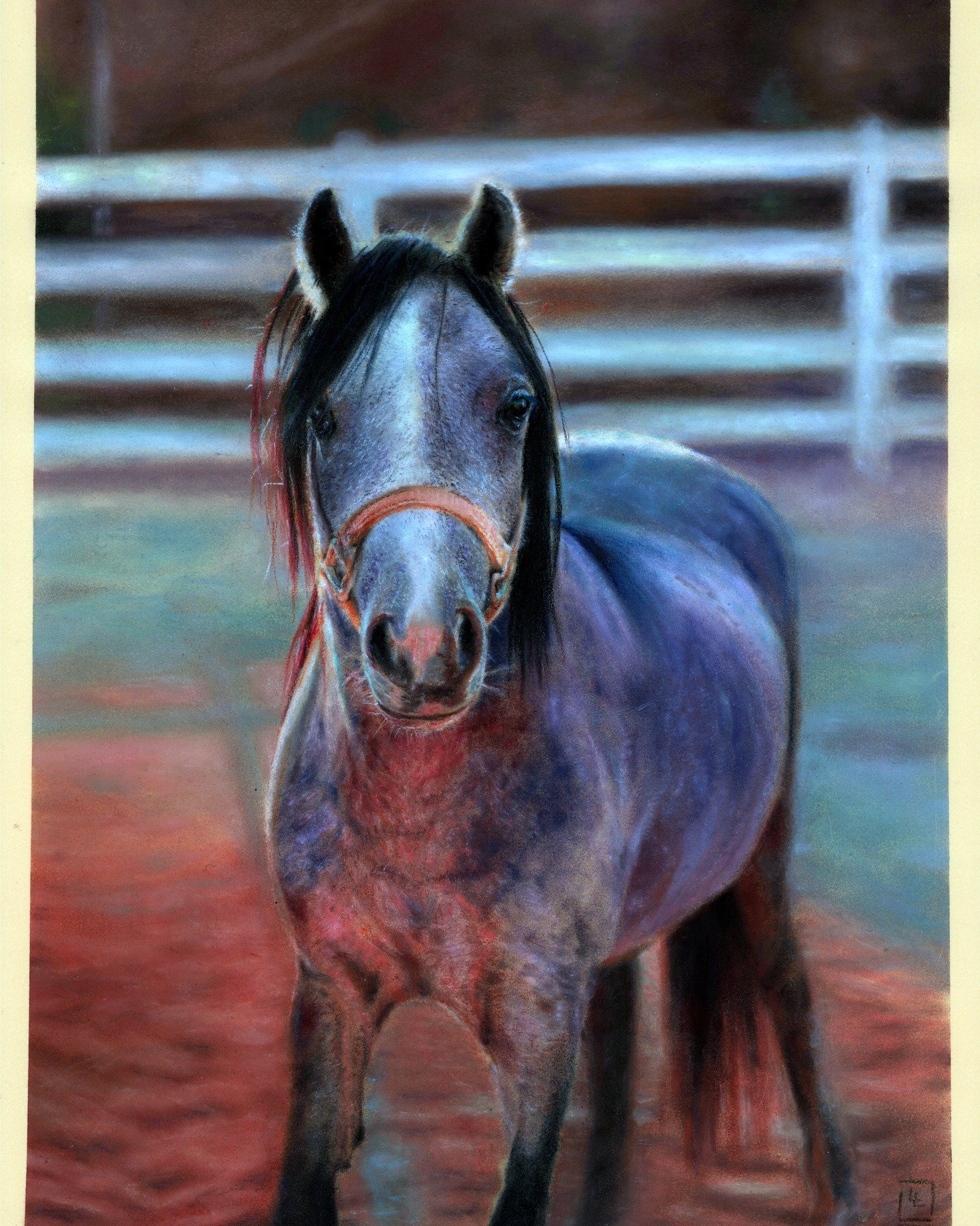 &quot;Sandschool at Sunset&quot; using #softpastel, #carbothellopastelpencil, #fabercastellpittpastel pencils on #pastelmat paper. #equestrianart (Reference Image attributed to FreePik)