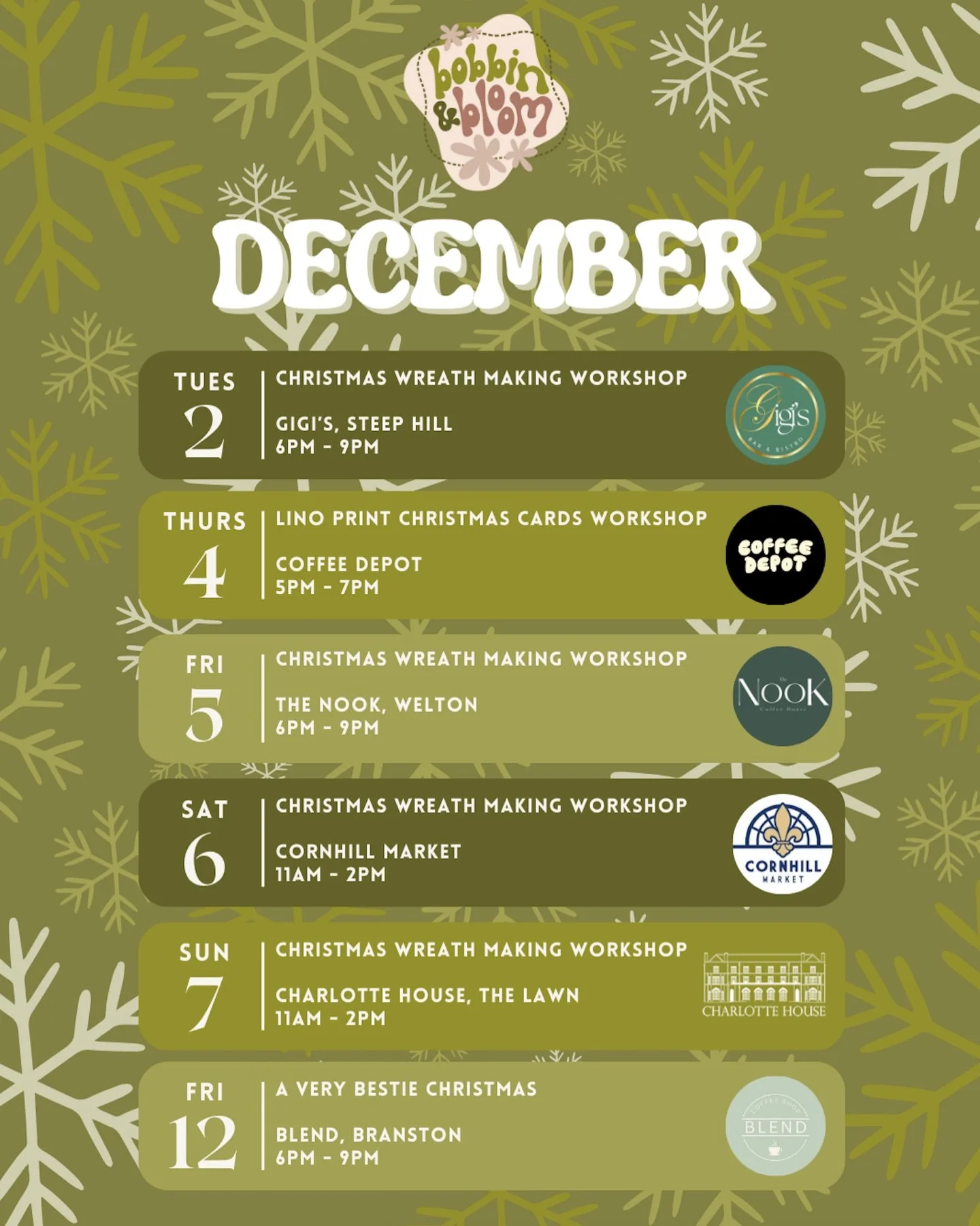 ✨ Here&rsquo;s what&rsquo;s coming up this December&hellip; your LAST chance to get creative with us this year! ✨

We&rsquo;re wrapping up 2025 with a final handful of festive workshops &mdash; your opportunity to slow down, soak up the Christmas mag