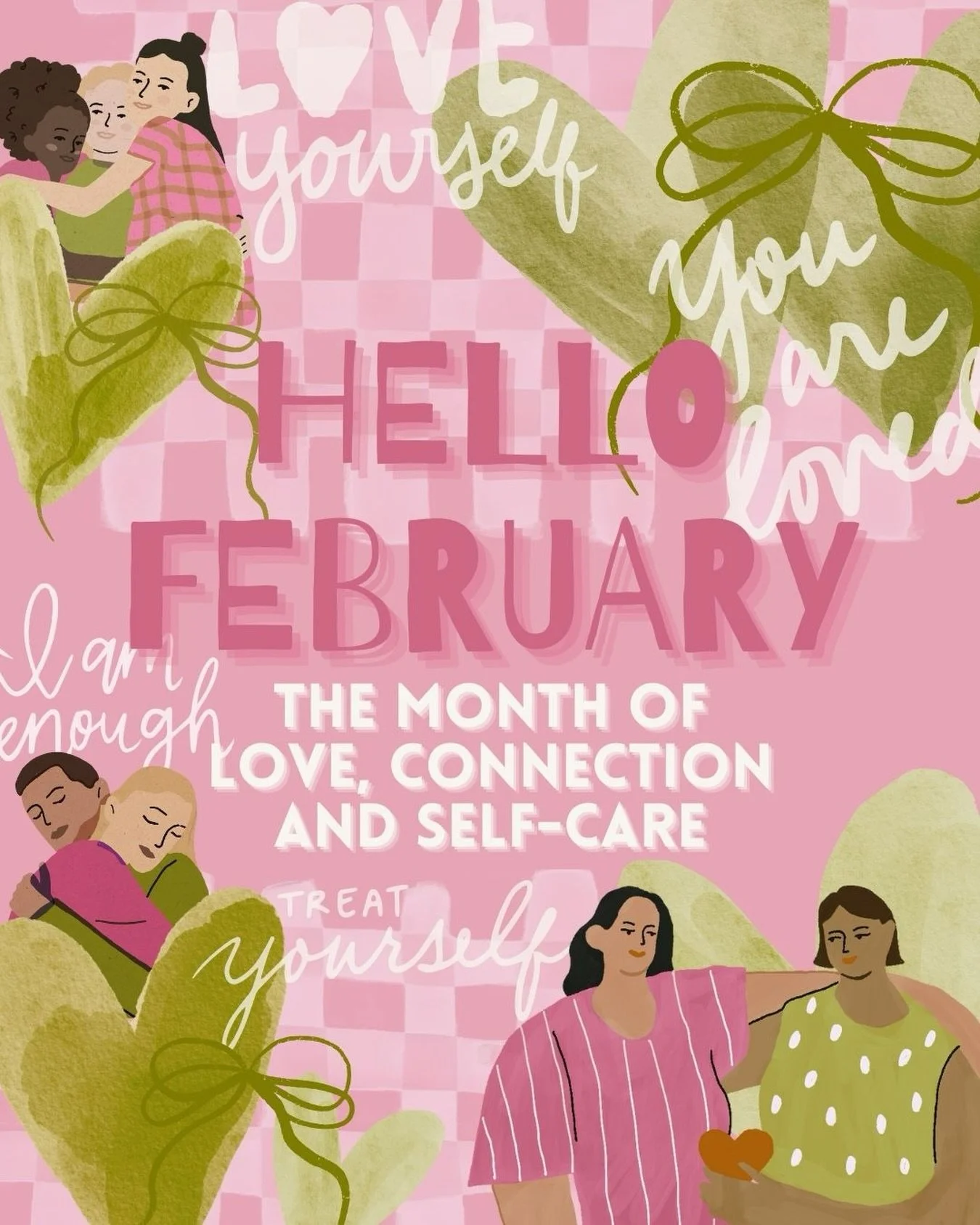 Late to the game&hellip; but still playing anyway 😉
Hello, February!
The month of love, connection, and SELF-CARE.
This one&rsquo;s about turning inward, showing up for ourselves, and doing what actually fills our cup. Here&rsquo;s to slowing down, 