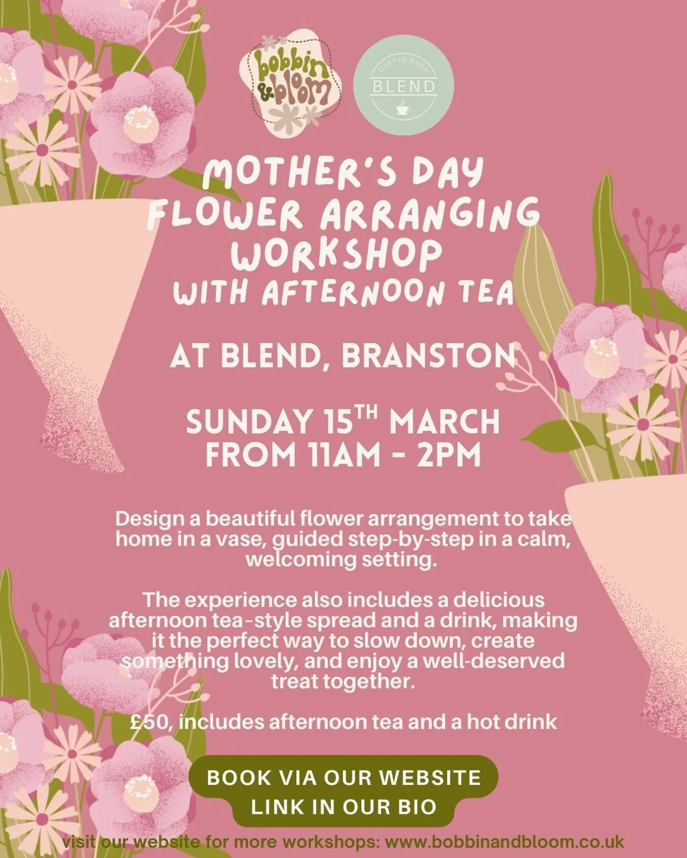 Spaces are filling up fast for our upcoming Mother&rsquo;s Day Workshop at Blend 🌸

Join us for a truly special morning where you&rsquo;ll learn the art of flower arranging, creating your own beautiful seasonal display to take home. After getting cr