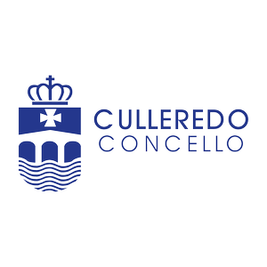 Logotipo del Concello de Culleredo, con un escudo que incluye una corona, cruz y ondas de agua, y el texto "Culleredo Concello".