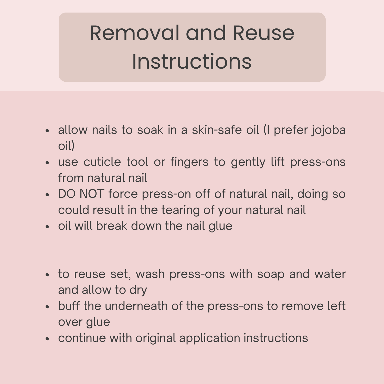 Downloadable Removal and Reuse Instructions