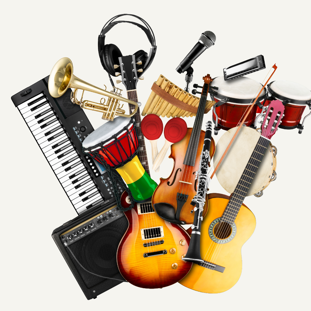 En samling musikinstrumenter