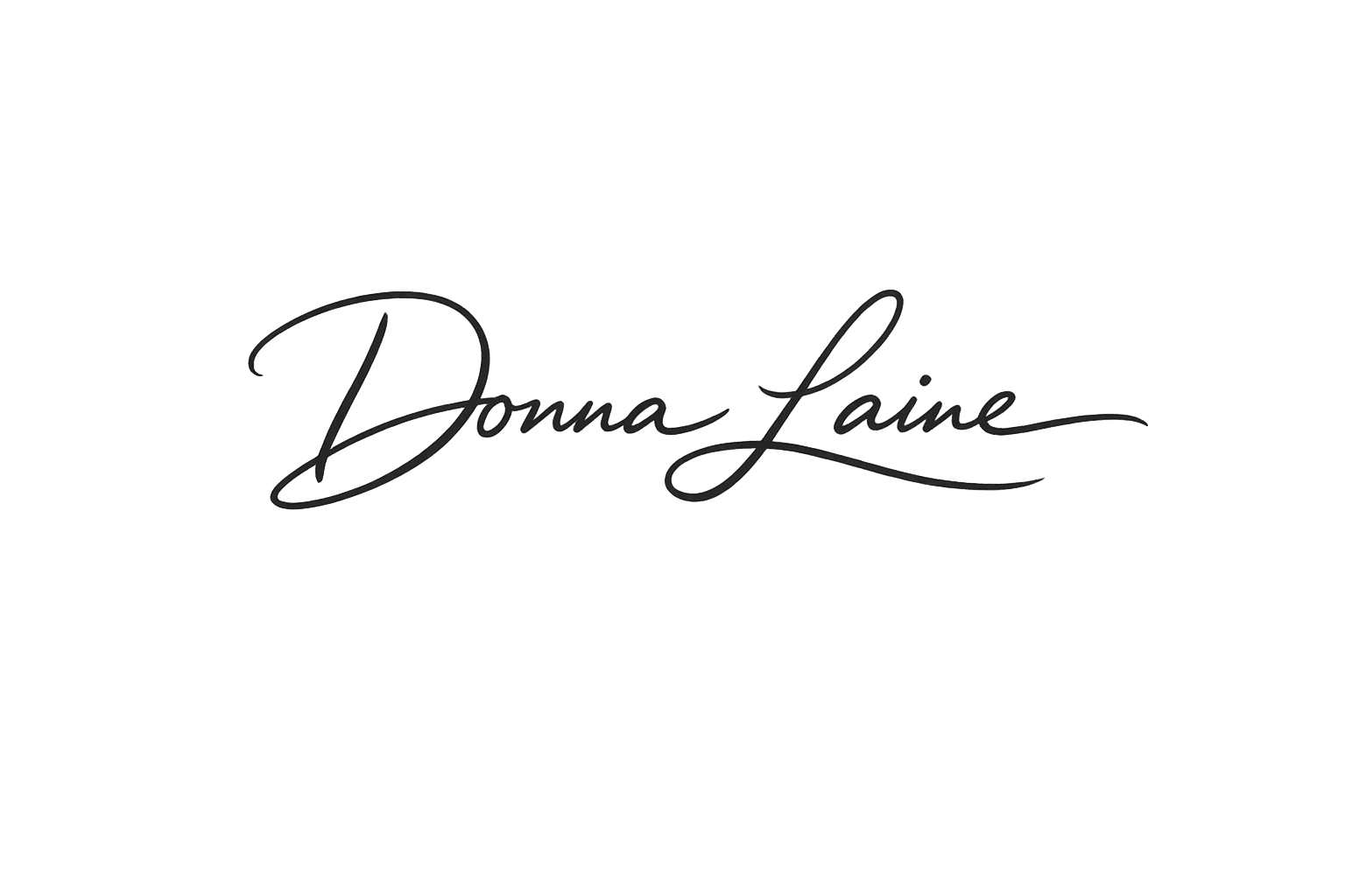 Black and white gradient background with the name 'Donna Laine' written in elegant cursive font in the center.