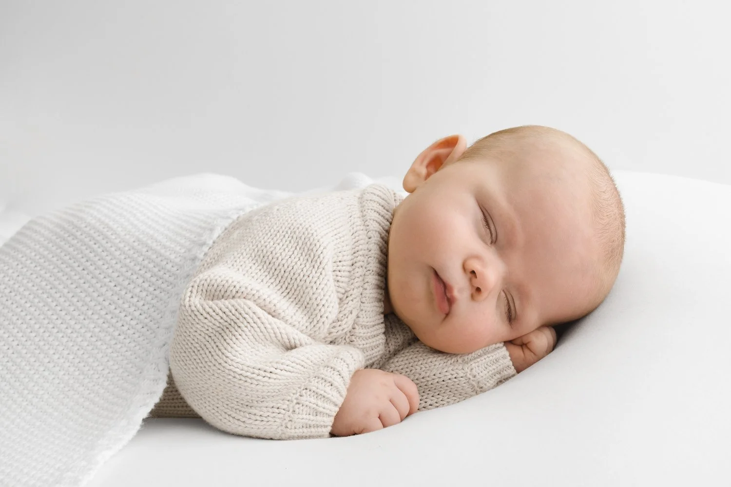 Sleeping 3 month old baby at Mabel and Moose studio by Ally Stuart-Ross