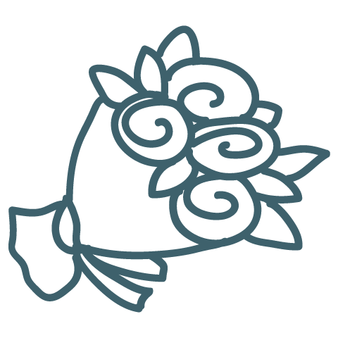 Line drawing of a stylized fish with floral elements.