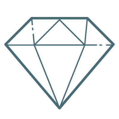 Line drawing of a diamond-shaped gemstone with dimension lines and arrows indicating measurements.