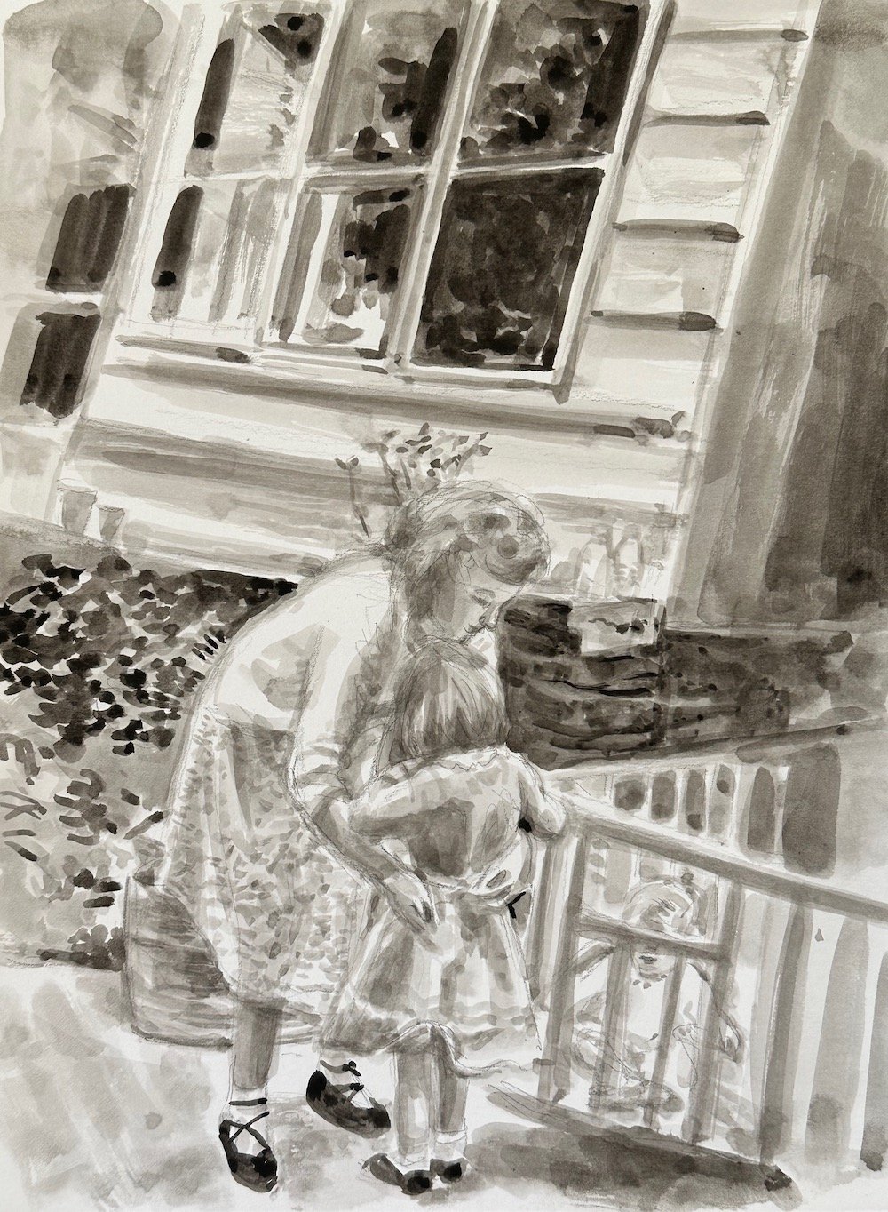 Big Sister, ink on paper, 12 x 9 inches