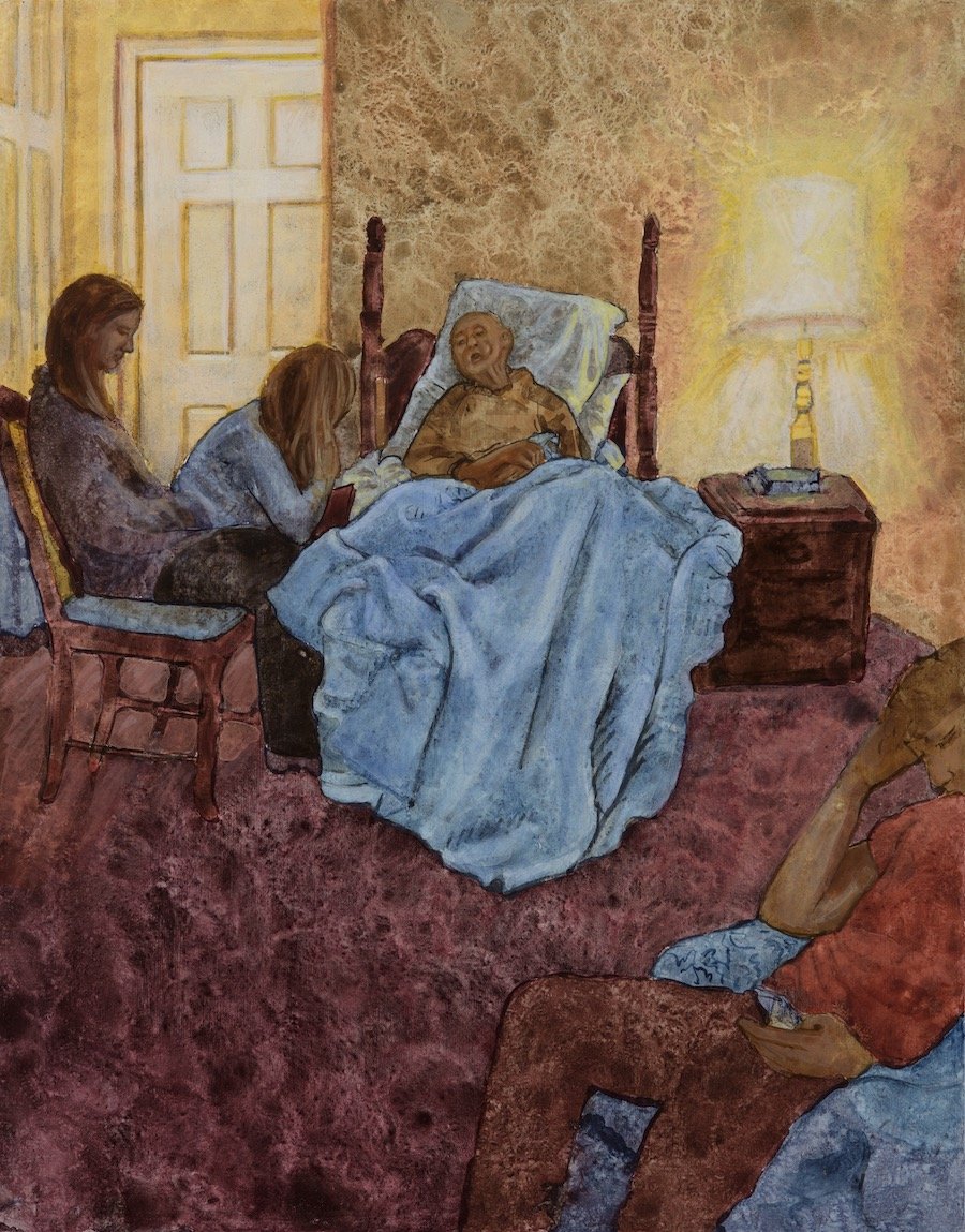 Joe at 105, egg tempera on board, 14 x 11 inches
