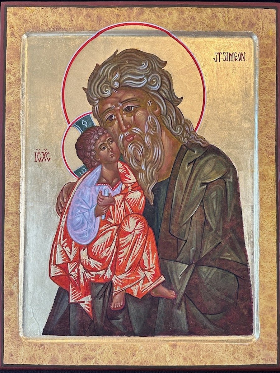 Icon of St. Simeon, egg tempera and gold leaf on poplar board, 17 x 13 inches