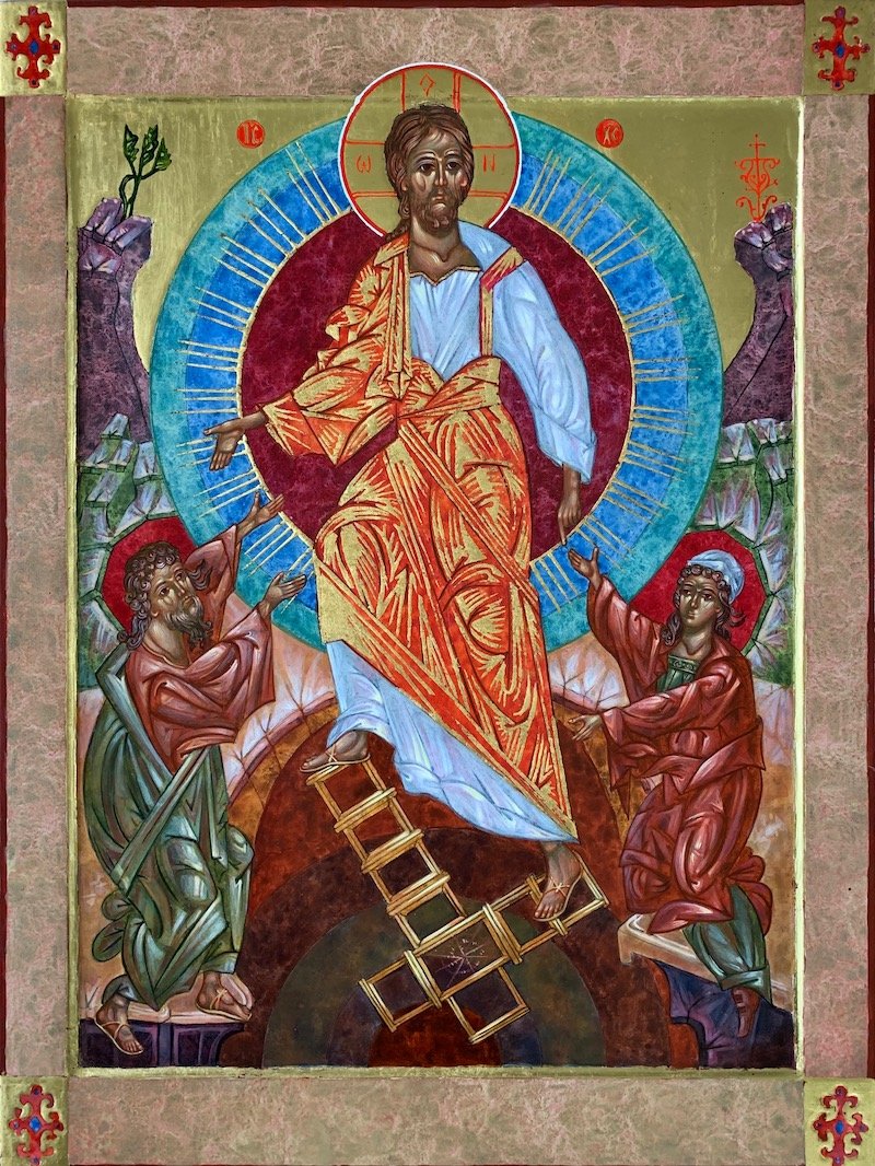 Icon of the Resurrection of Christ, egg tempera and gold leaf on poplar board, 24 x 18 inches