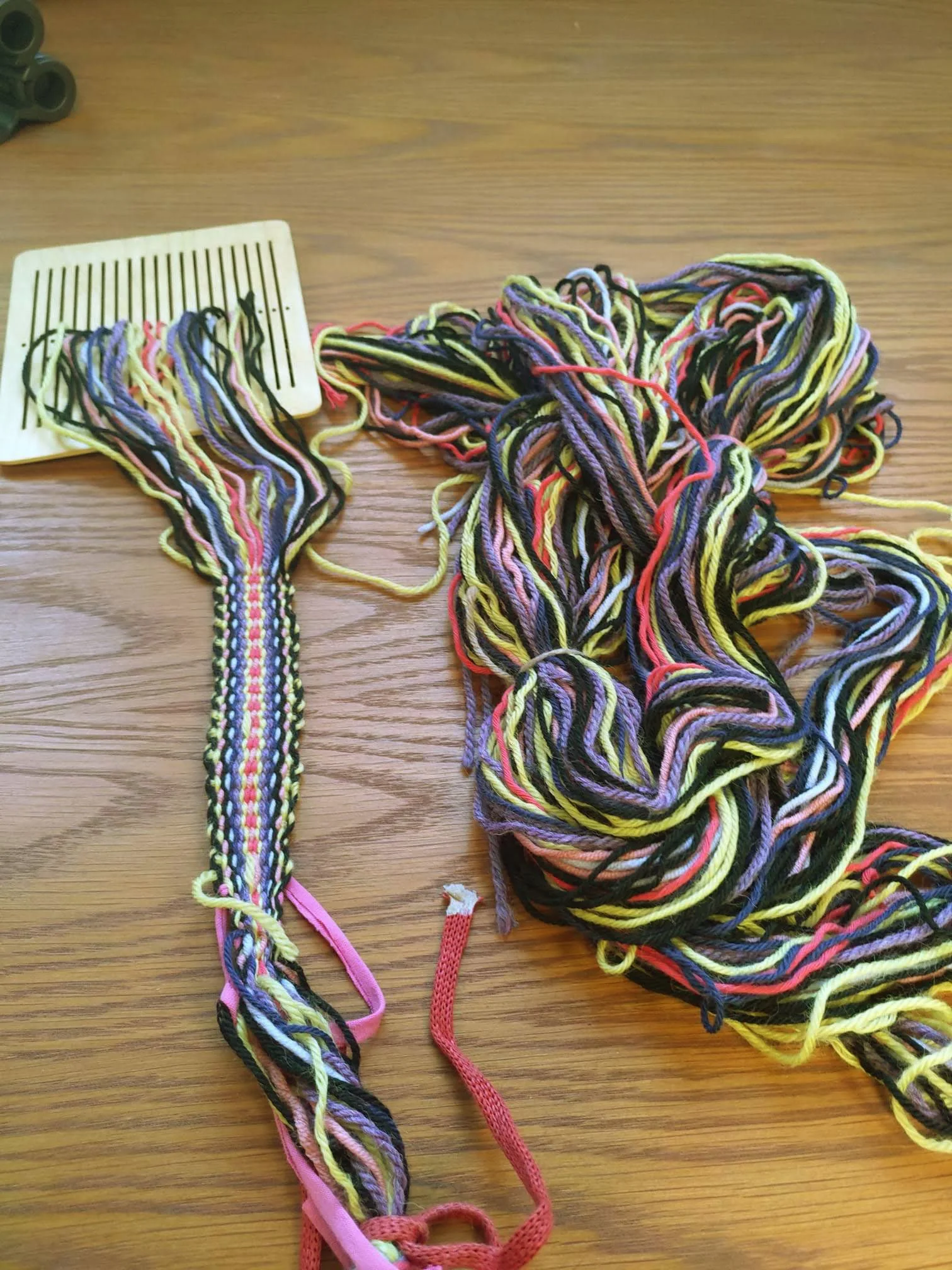 Cristina's Backstrap Loom weaving of a crios belt on the colours of a Dublin dawn