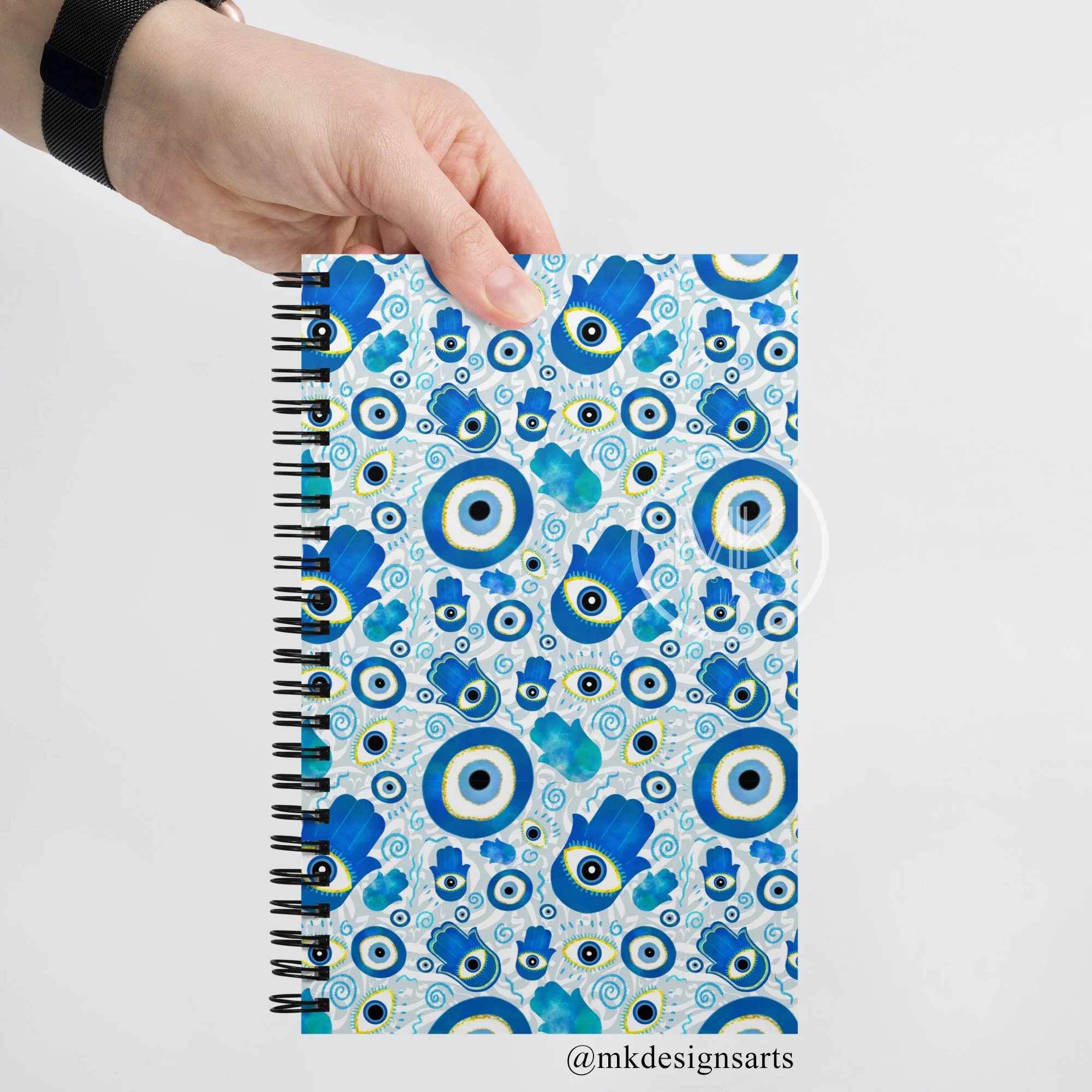Blue eye & Hamsa Art | دفتر بتصميم العين الزرقاء | Spiral notebook