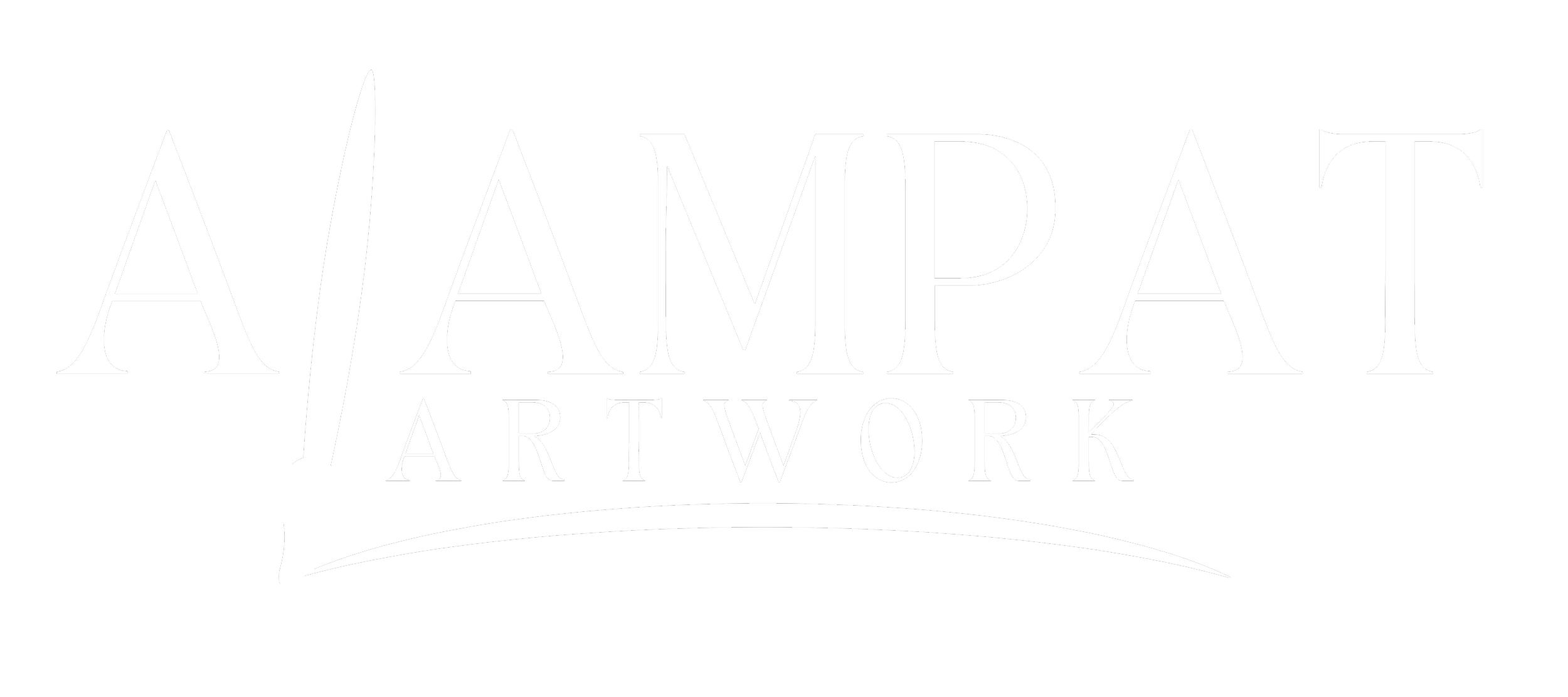 Black and white logo for 'A J AmPat Artwork' featuring stylized text with a paintbrush integrated into the letter 'A'.