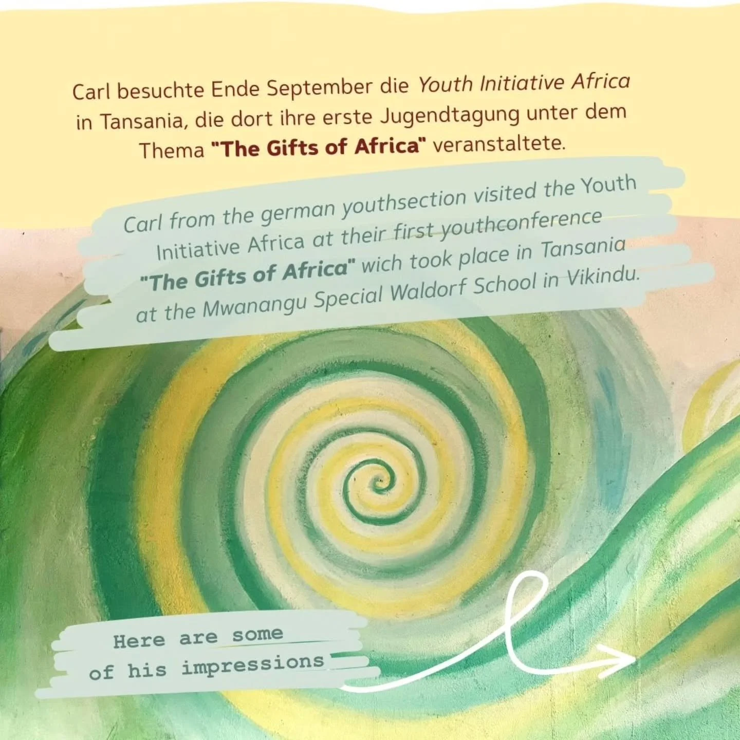 Carl from the German youth section visited the @youthinitiativeafrica.
Here we would like to share some impressions and experiences from the beautiful youth conference &quot;The Gifts of Africa&quot;.

-------

Carl besuchte Ende September die Youth 