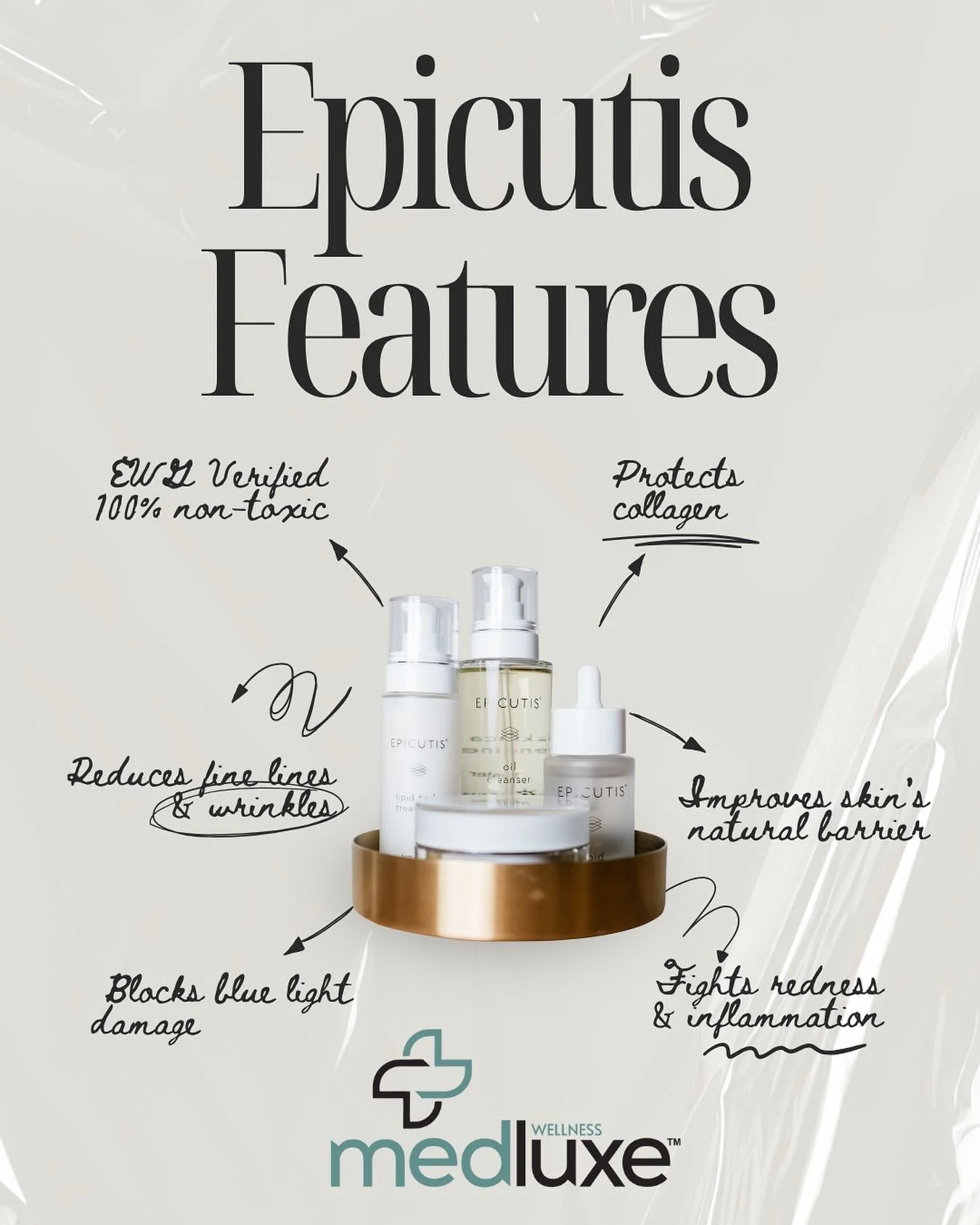 ✨Clean. Clinical. Conscious.✨
Experience EWG-Verified Epicutis Skincare &mdash; a luxurious line powered by science and proven safe for your skin and the planet.

From soothing post-procedure serums to deeply hydrating moisturizers, every formula is 