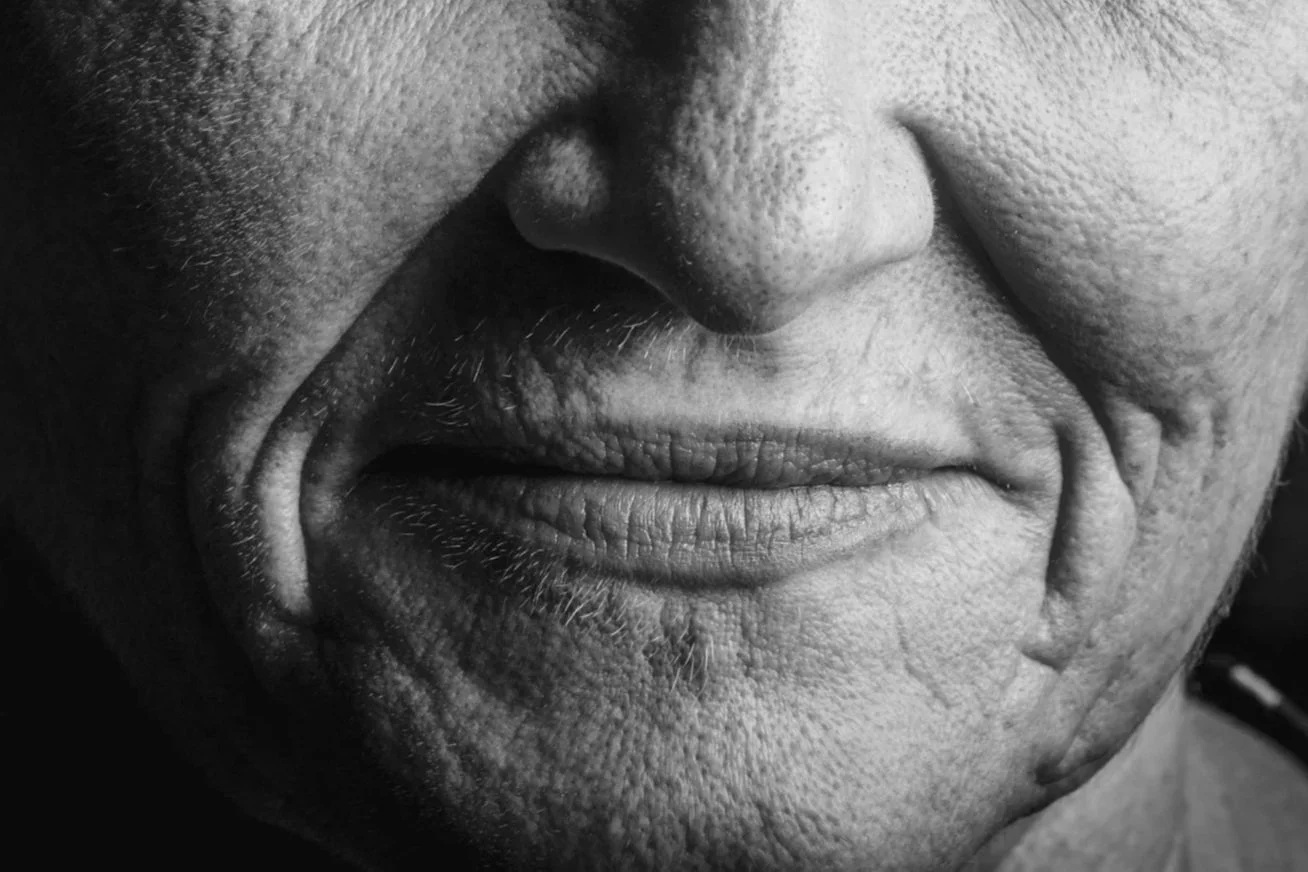 Close-up of a woman's mouth lines