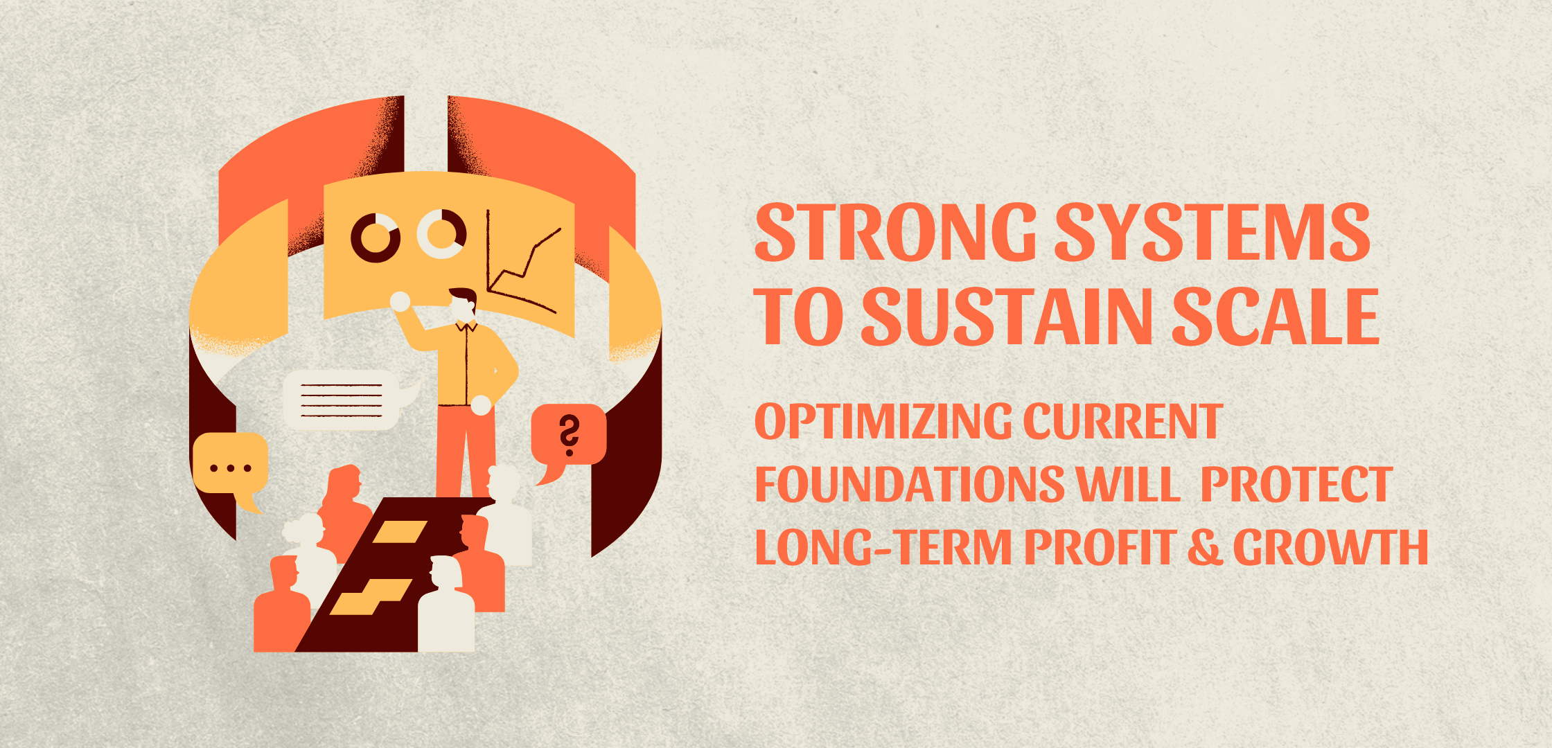 Team reviewing performance dashboard and processes, representing structured systems and internal alignment needed to sustain business growth at scale.