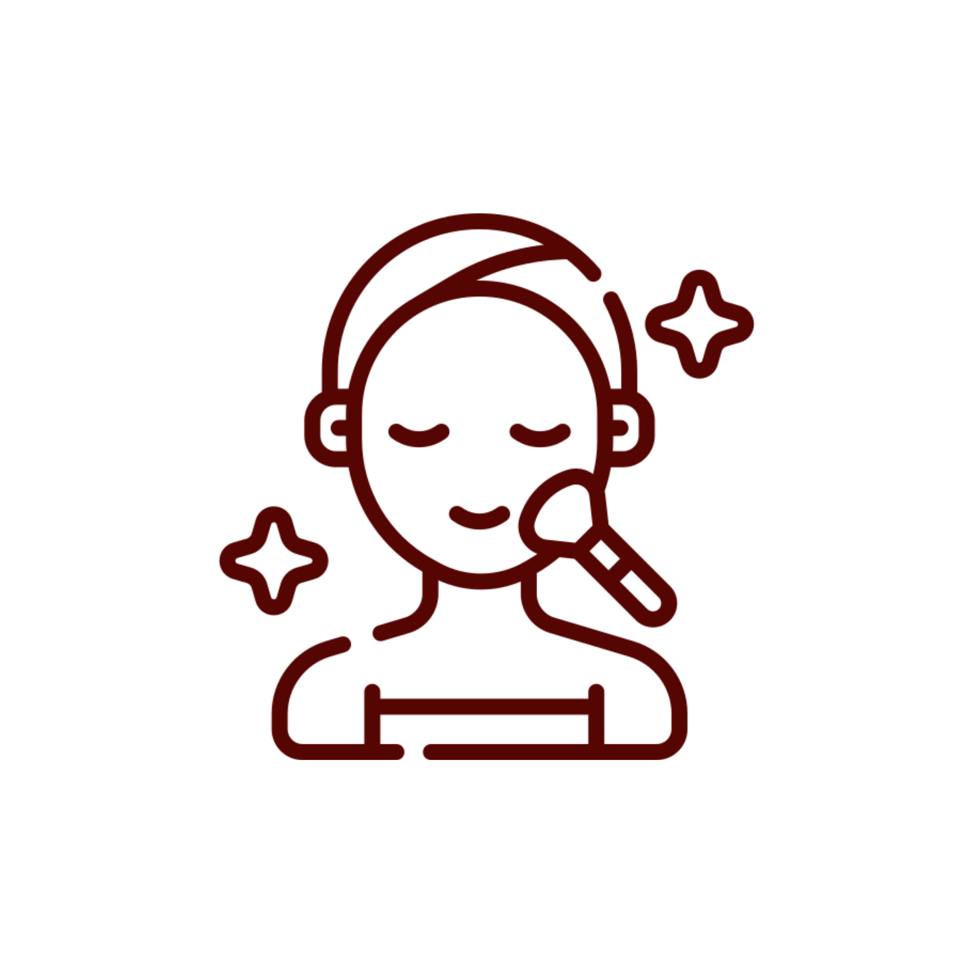 Outline of a person with closed eyes, hair with a hair bun, and wearing a shirt, with a star-shaped sparkle near the head.
