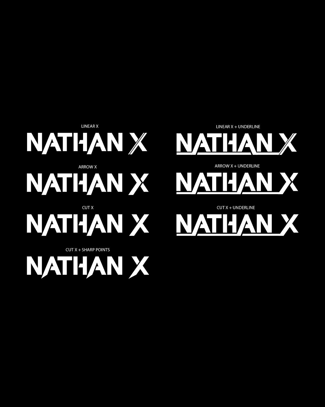 Various configuration tests for Nathan X Logo