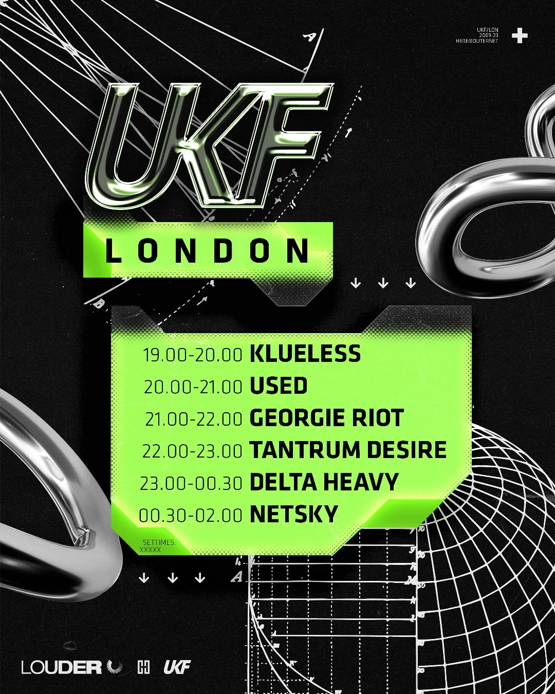 Set times for UKF London show at Outernet