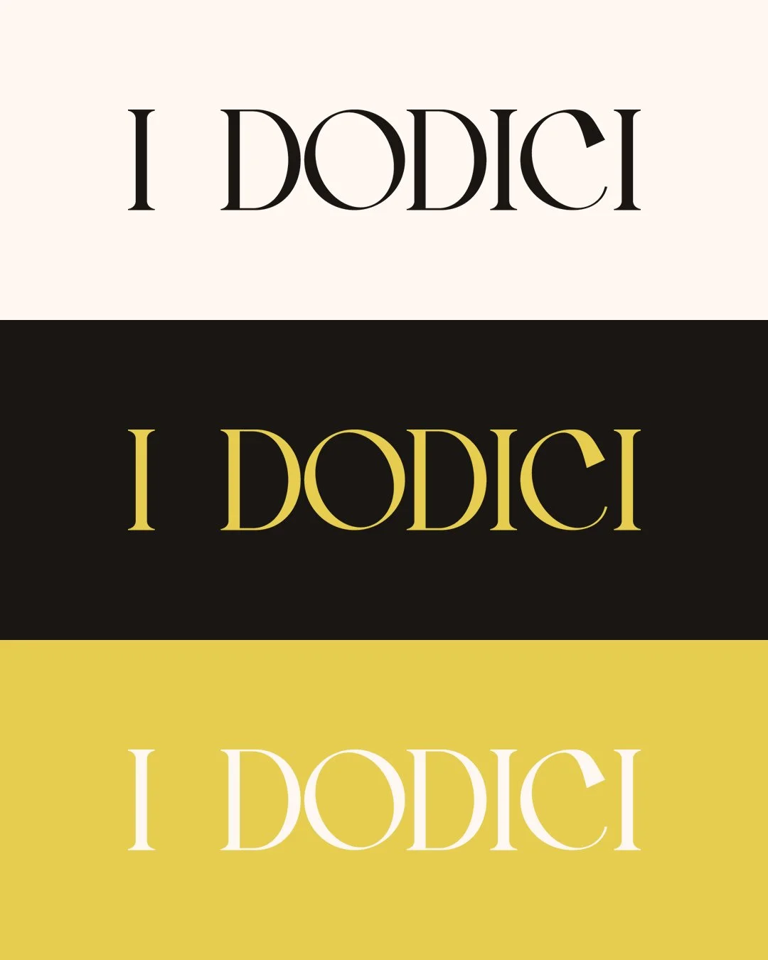Logos for I Dodici with brand colour variations