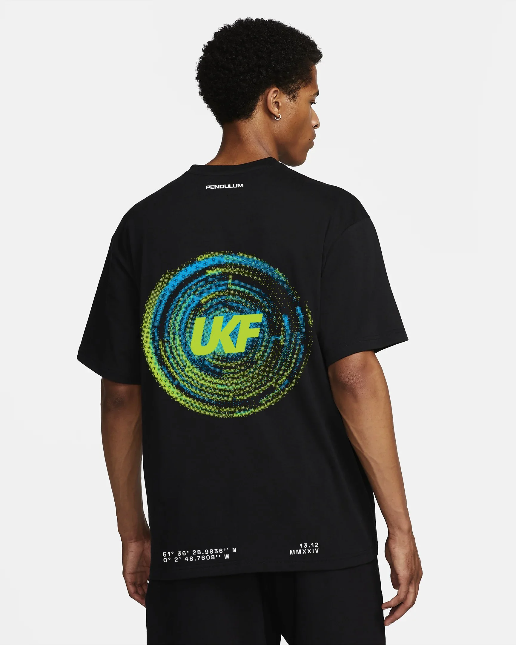 Back of UKF15 Drumsheds Pendulum Tee