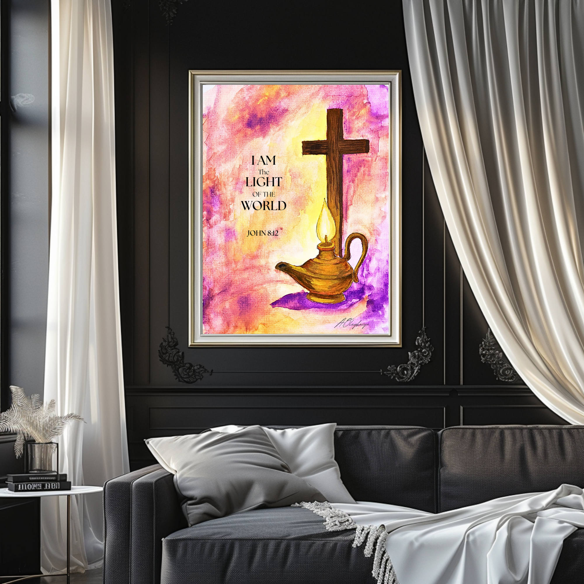 Light of the World – John 8:12 Watercolour Print, Christian Wall Decor