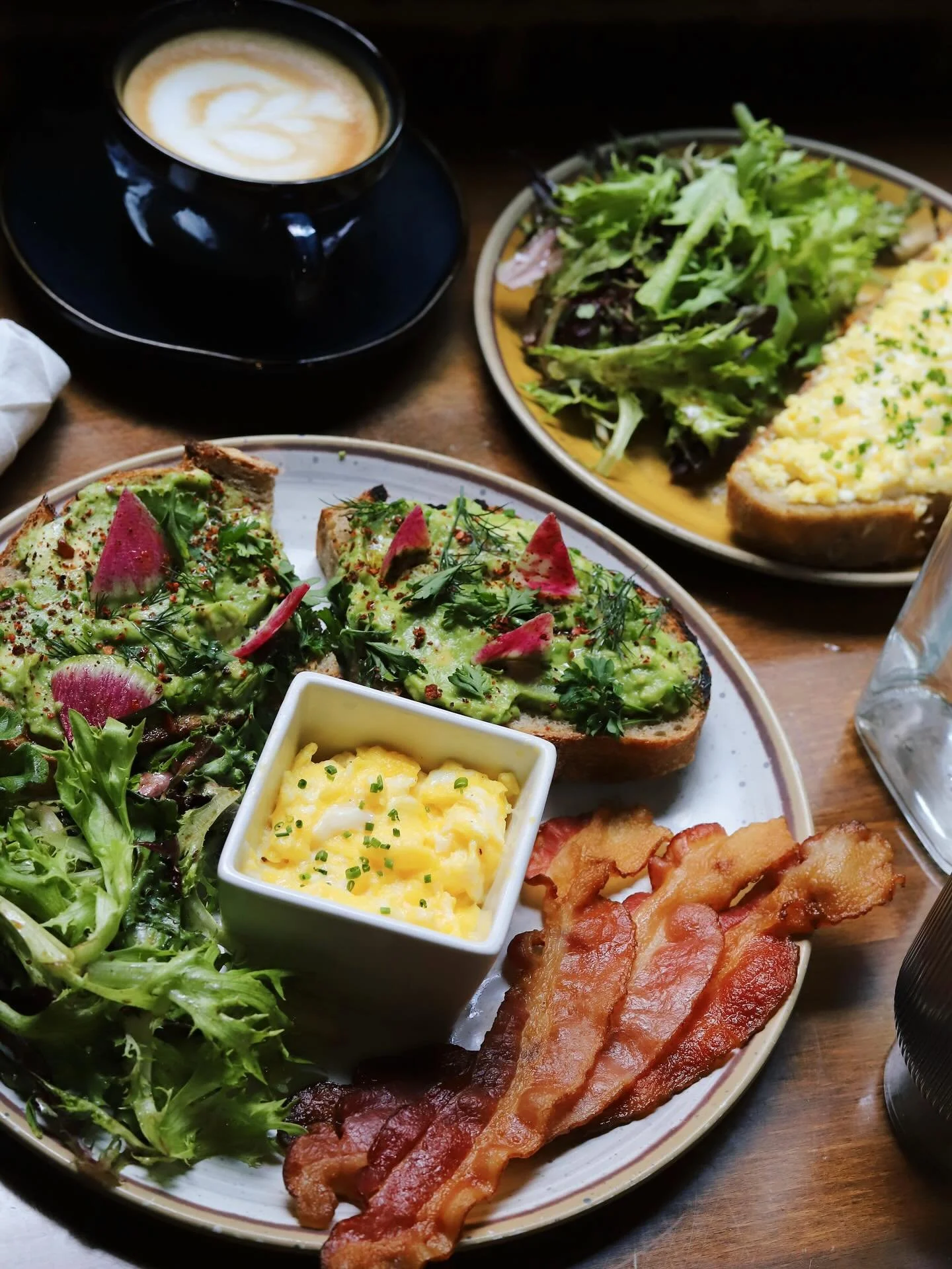 Cappuccino, Avocado Tartine, Soft Scrambled Eggs, AND a side of Bacon!?!?!?? 😮&zwj;💨 Talk about a Breakfast of Champions&hellip;