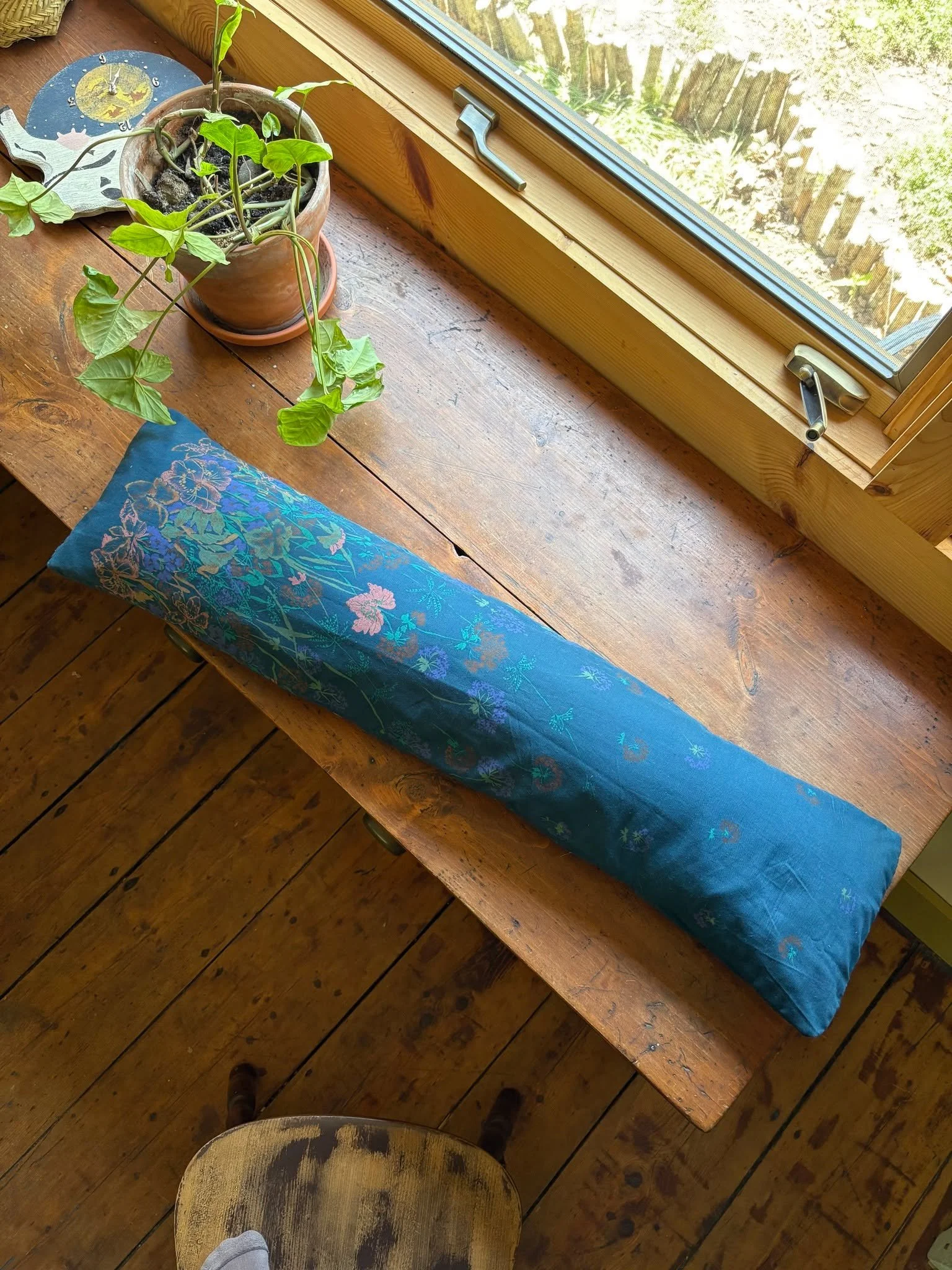 I have held onto this fabric for probably 7 years, it maybe my favorite? A dress would have been more fun ~ but three identical pillow cases for this lucky body pillow was practical. And I get to hold it close every night. 😴 🌸 🌙