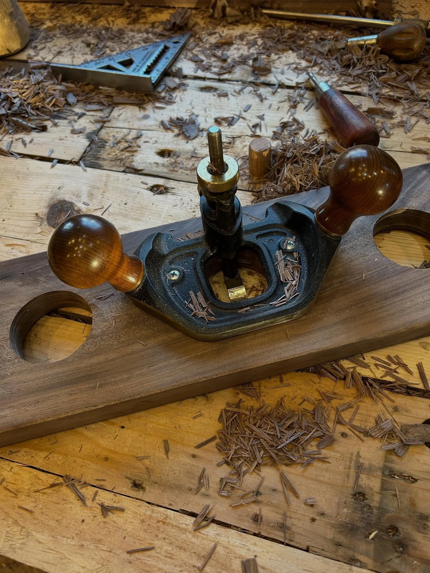 Router plane extended bed. Working with tools you end up making tools. I tend to favor hand tools but this goes the same with power tools. I just find it more rewarding and peaceful and easier to hear the hawks amongst our chicken flock with hand too