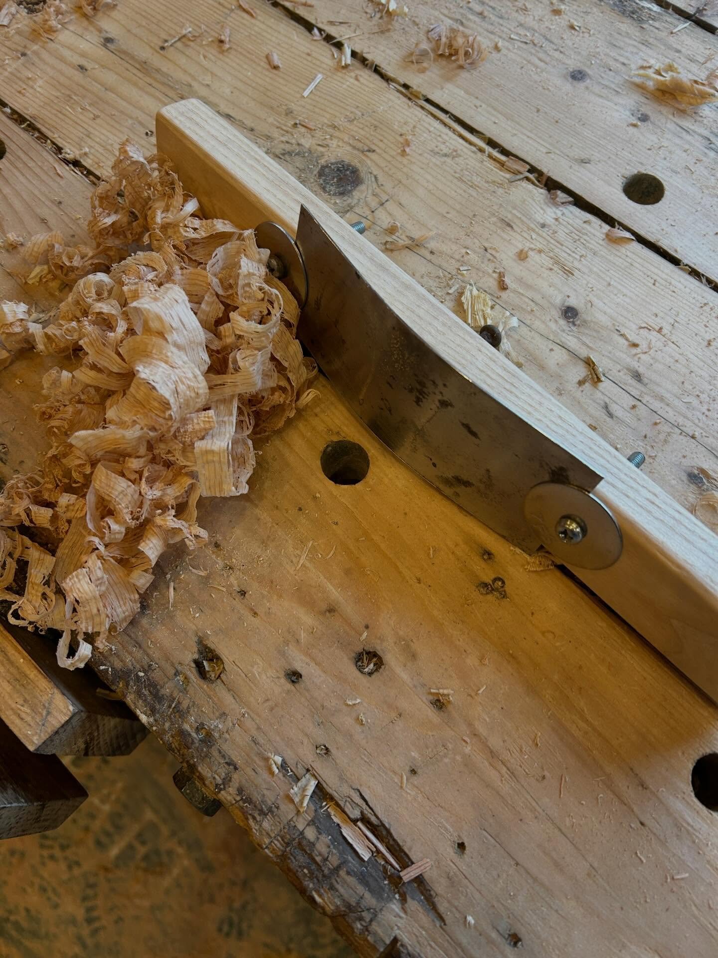 Card scraper holder. Makes light work of red oak and your thumbs on a blistering cold day. So nice to scrape to a fine finish in one pass. No sander or dust collector or ear protection needed. Simply at peace with the work.