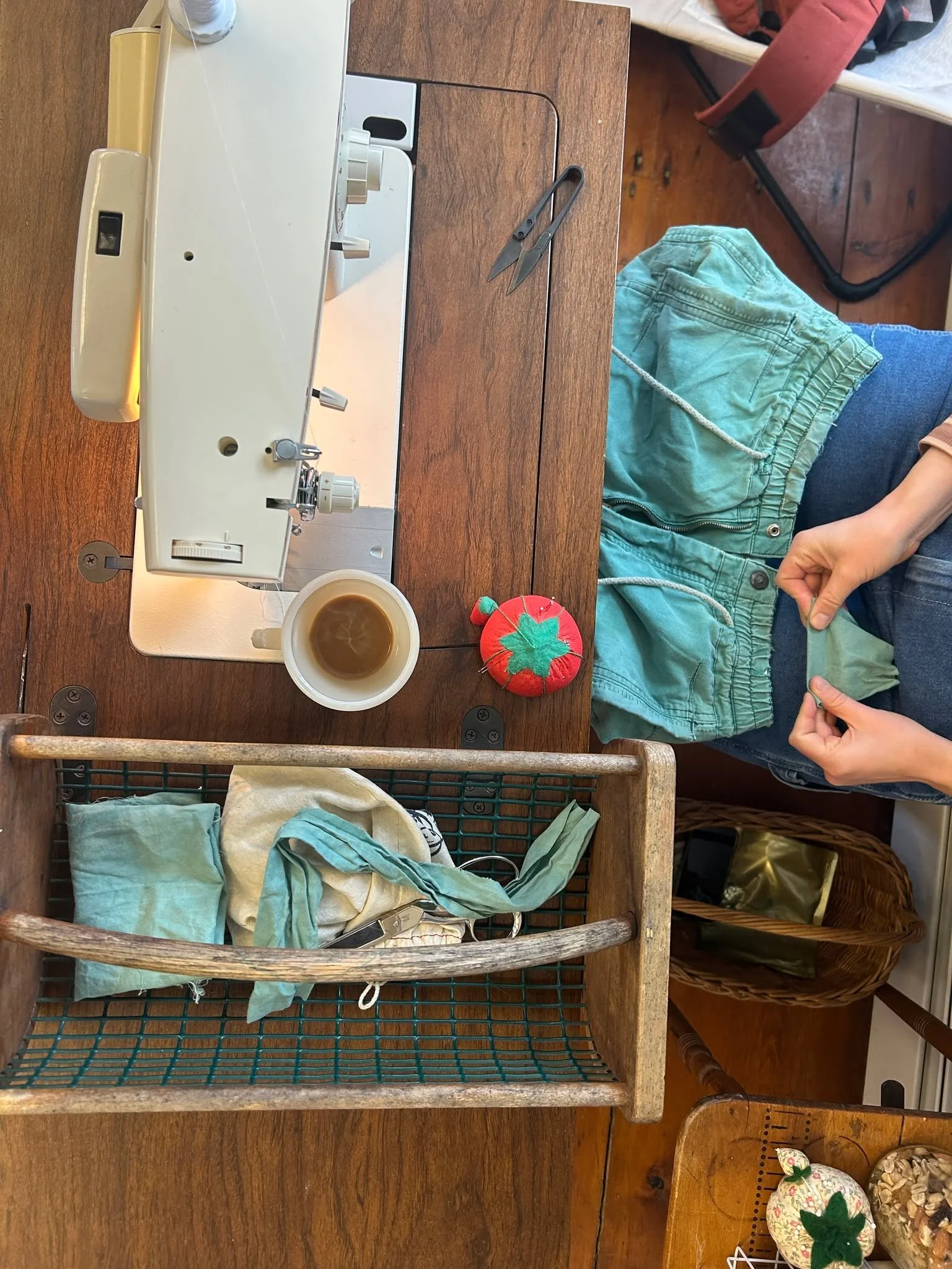 My winter stomping grounds. You can find me at the Morrill Cafe on Mondays. Check in with their email list though! I have a few other places I hop around too. Let's call it Mending Mondays?